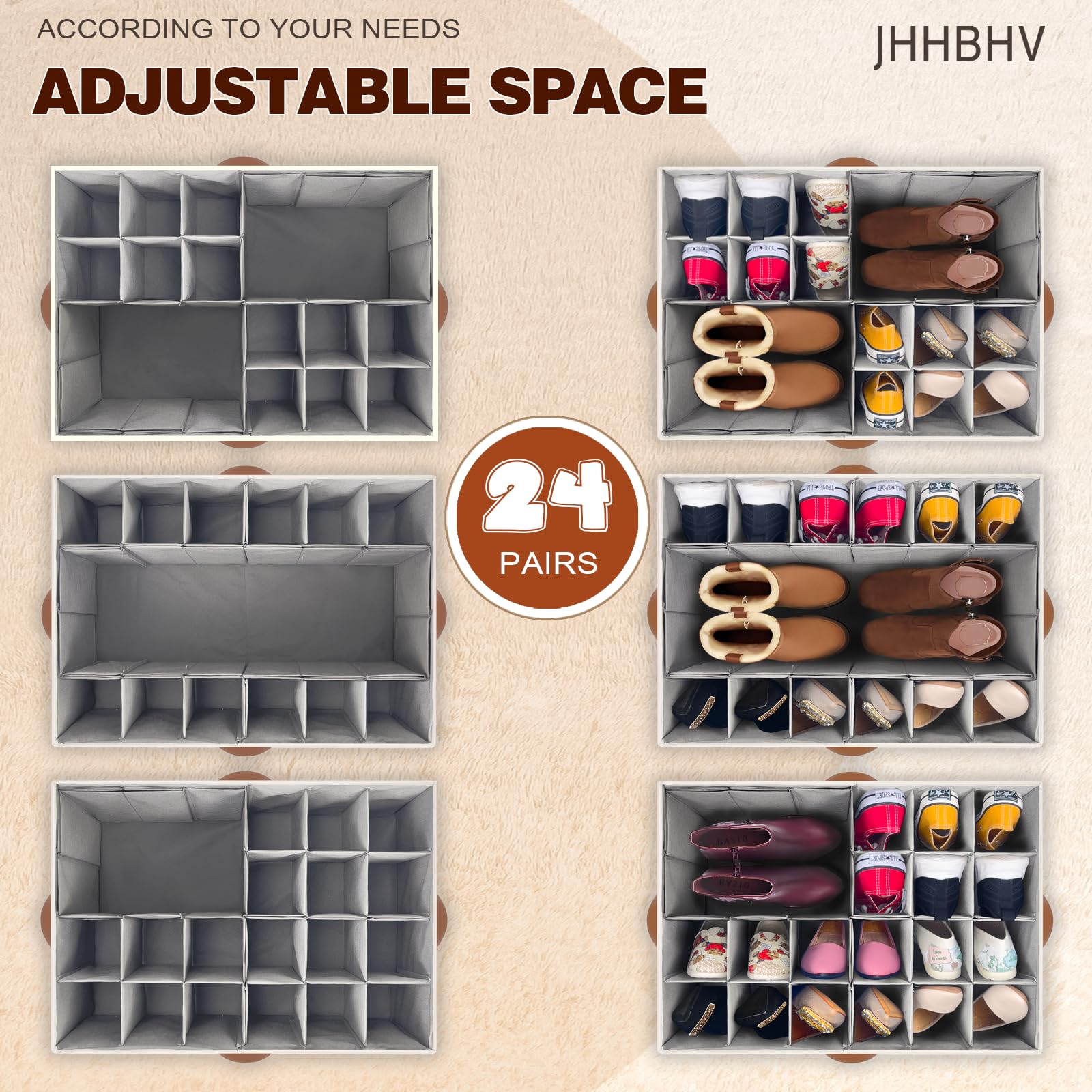 1 Pack Shoe Organizer for Closet with Adjustable Divider Shoe Storage Box