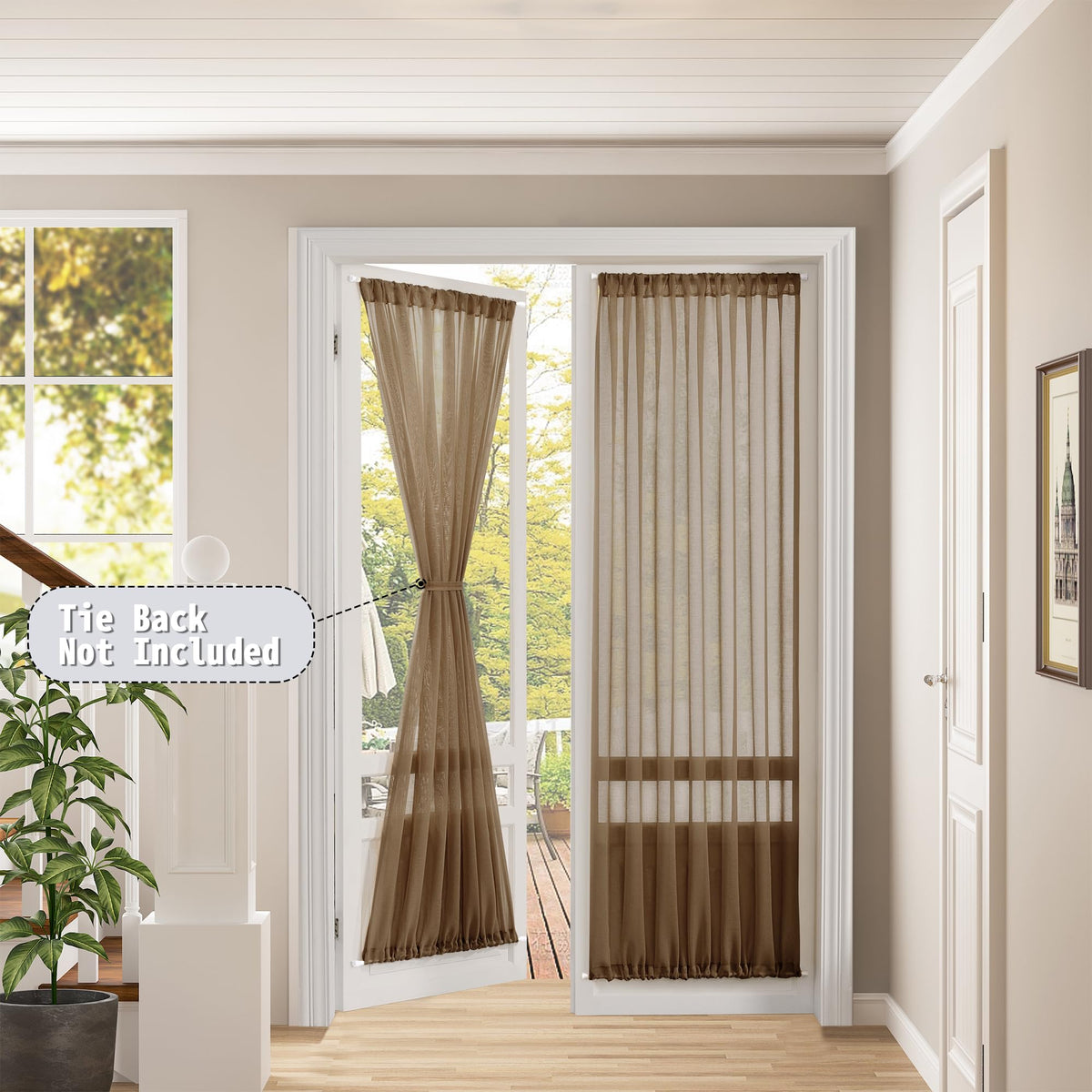 Sheer Door Curtains Closet Linen Textured Curtains Sheer Doorway Light Filtering Voile French Doors Rod Pocket Curtain Patio Glass Door