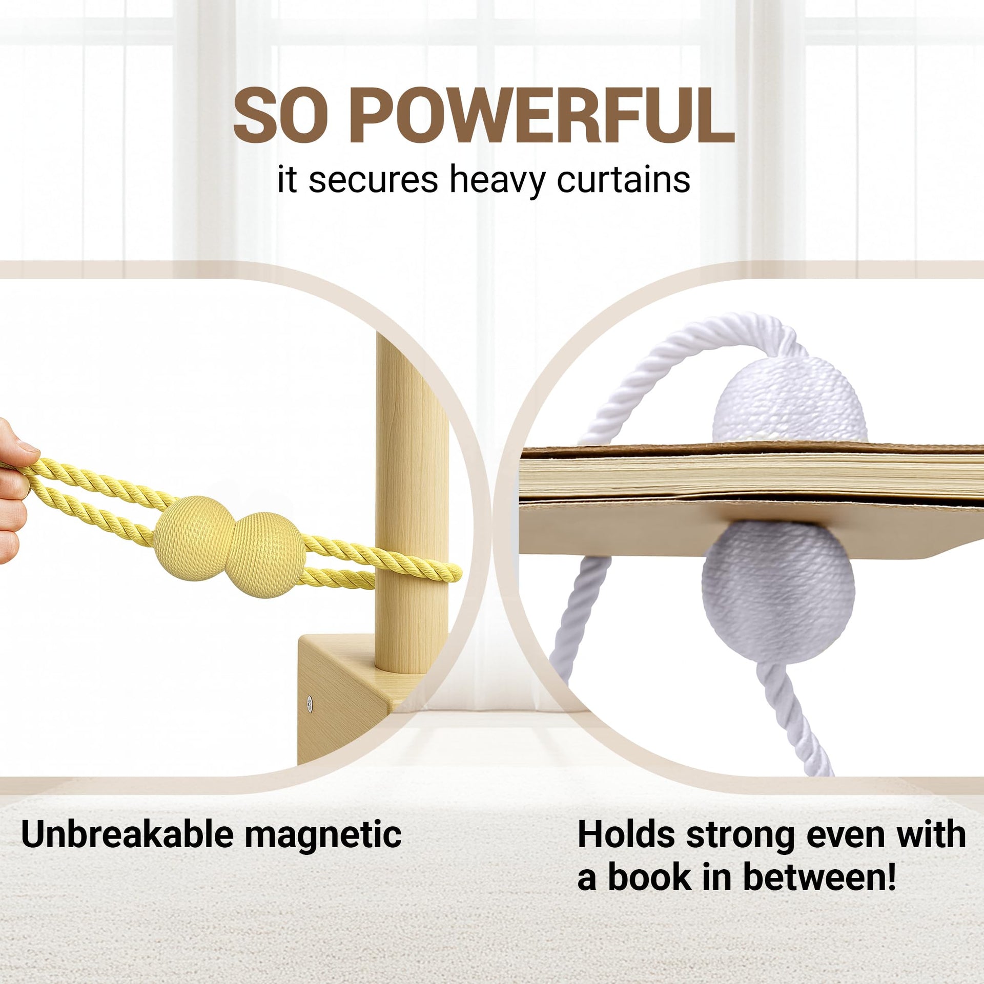 Magnetic Curtain Tiebacks Golden 6pcs (6 Count)
