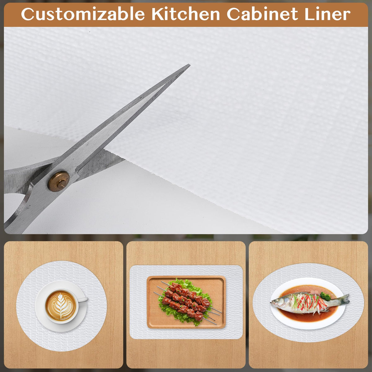 Non Adhesive Shelf and Drawer Liner for Kitchen Cabinets