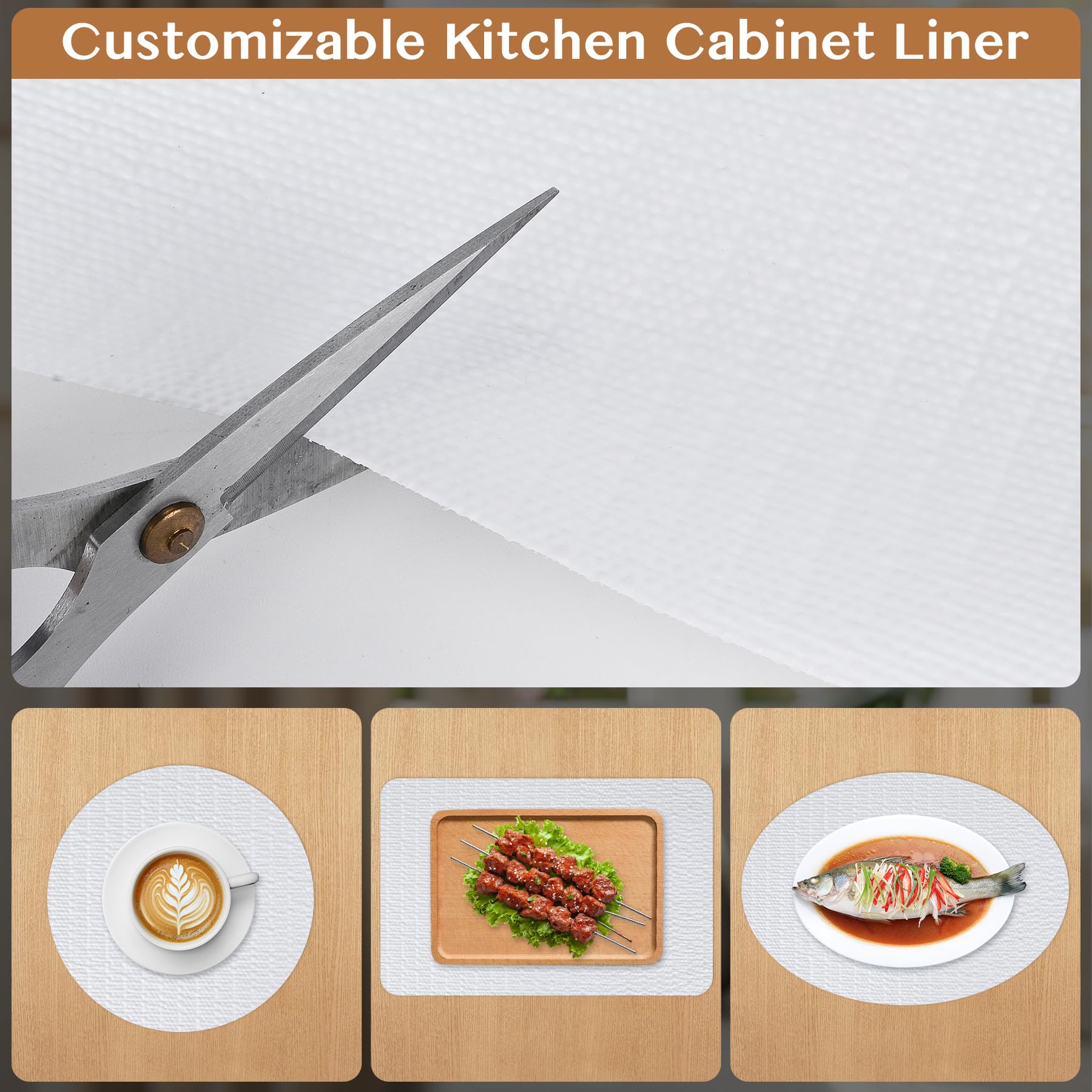 Non Adhesive Shelf and Drawer Liner for Kitchen Cabinets