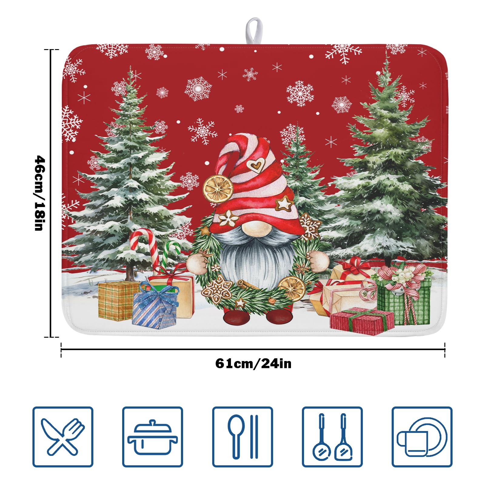 Christmas Dish Drying Mat for Kitchen Counter