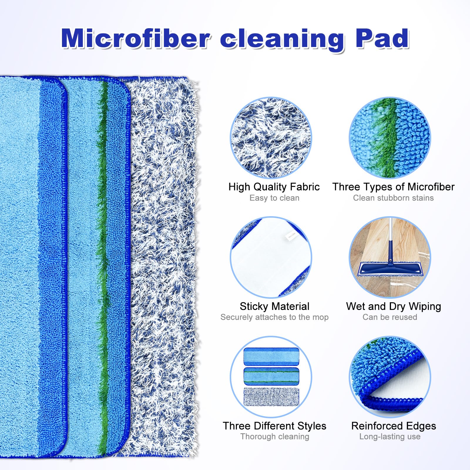 6 Pack Microfiber Cleaning Replacement Pad for Bona Mop (6 Count)