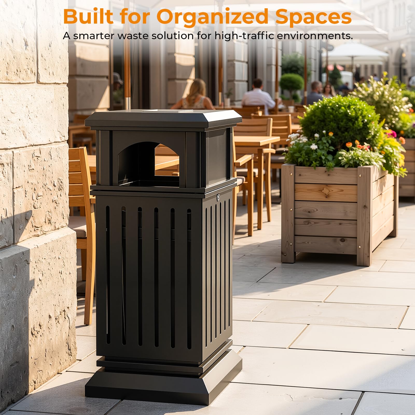 Commercial Outdoor Trash Can with Lid