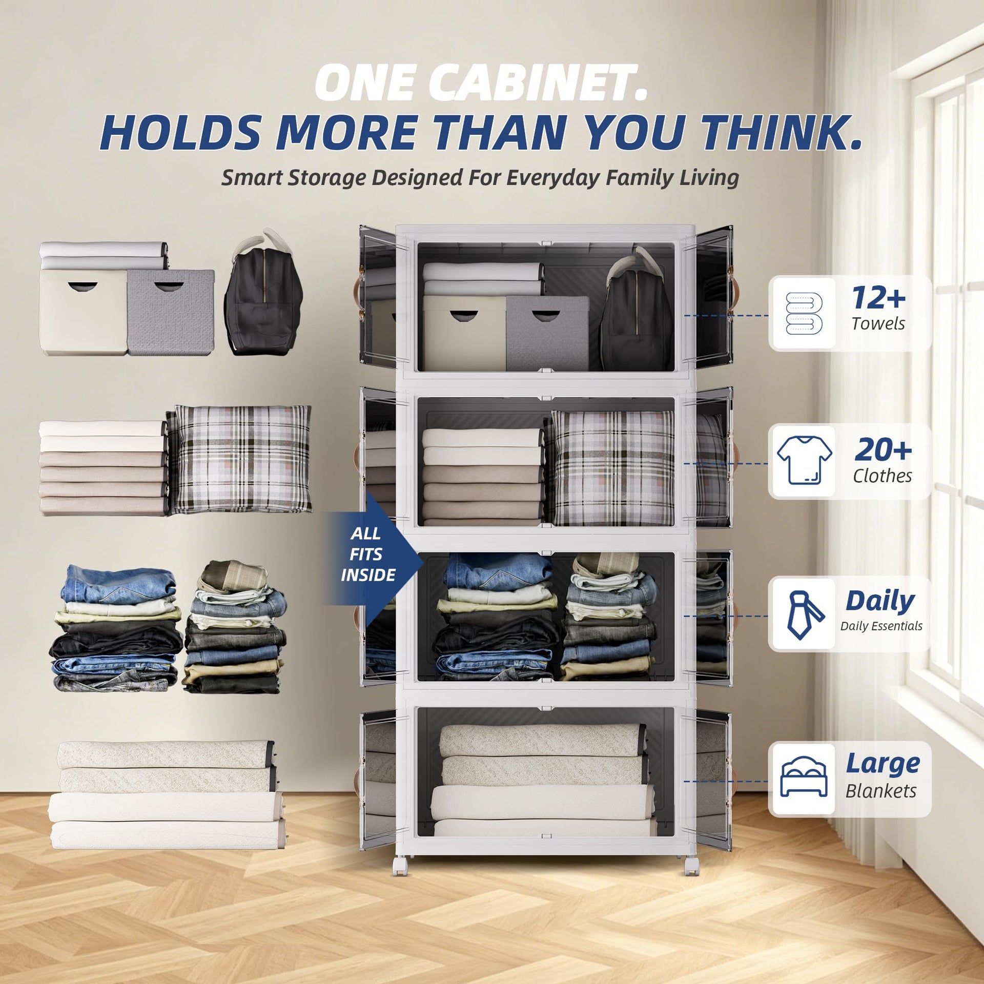 144QT 36Gal Stackable Storage Bins with a Lid