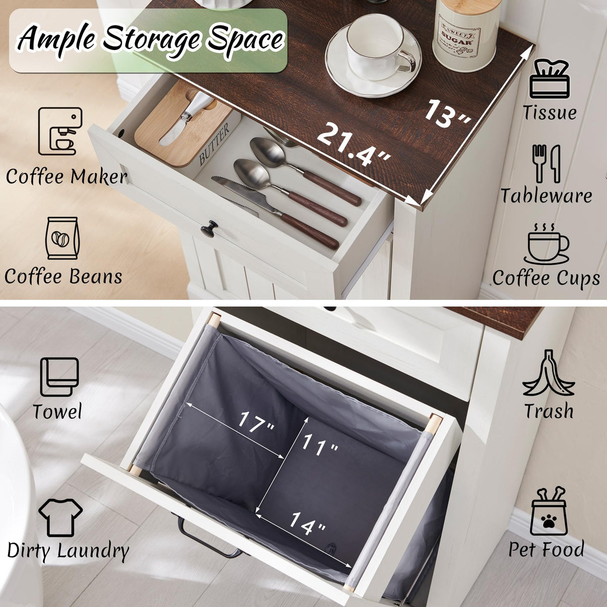 Tilt Out Laundry Hamper Cabinet