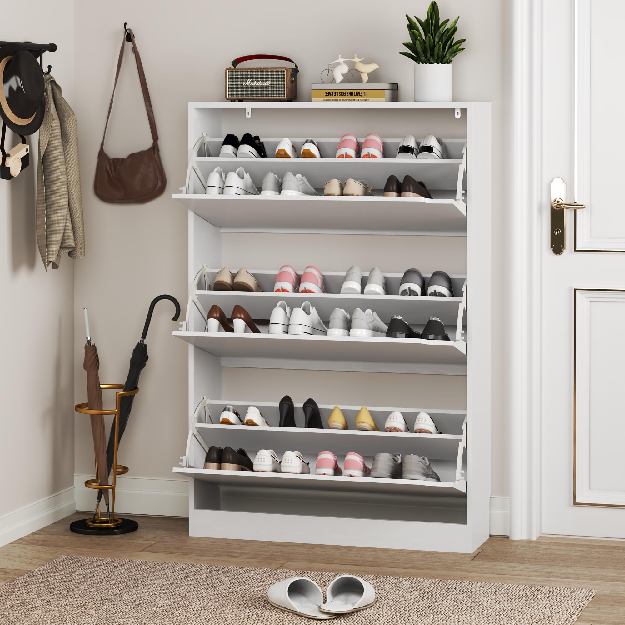 Shoe Cabinet with 3 Flip Drawers