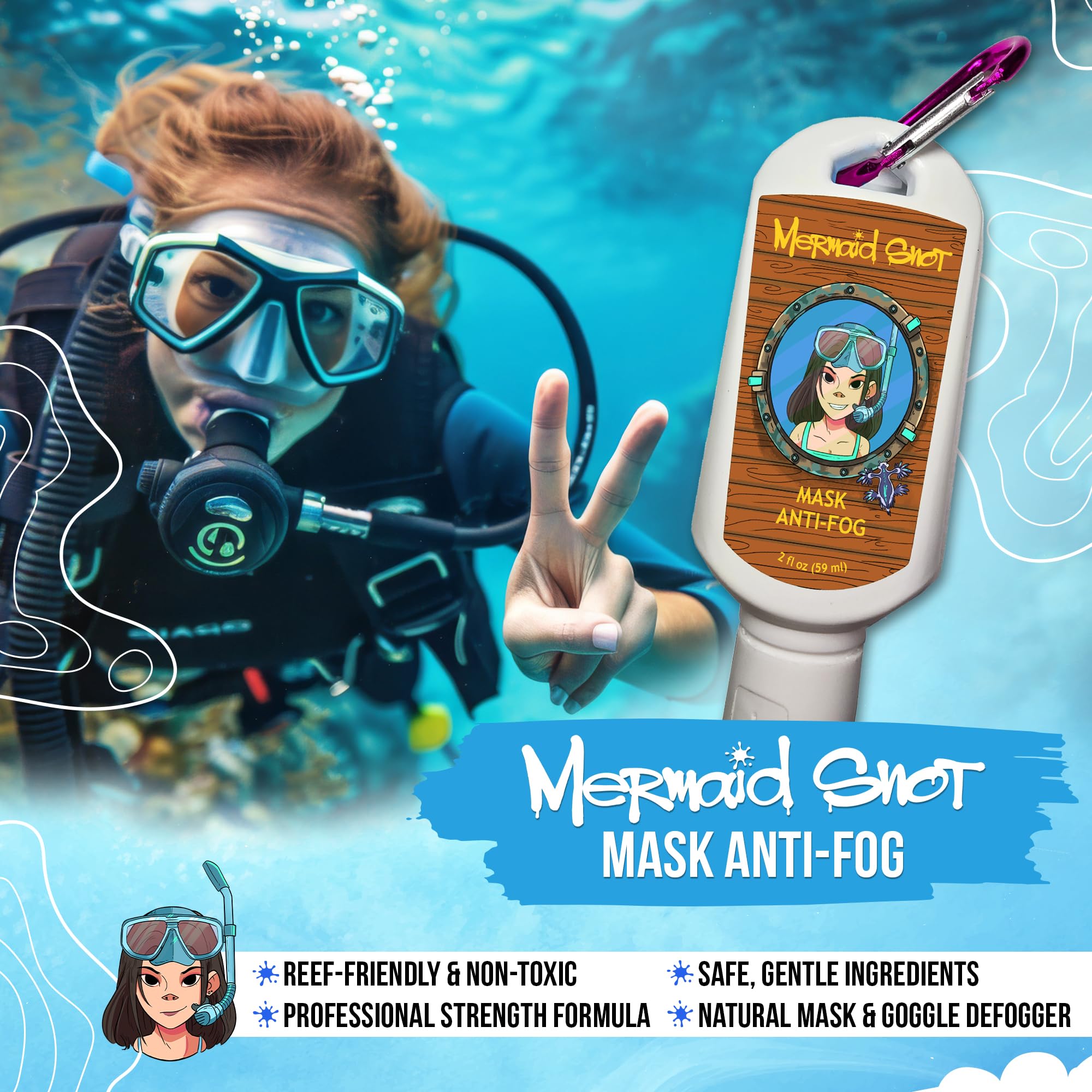 Mermaid Snot Anti Fog Gel for Scuba Diving (2 Fl Oz)