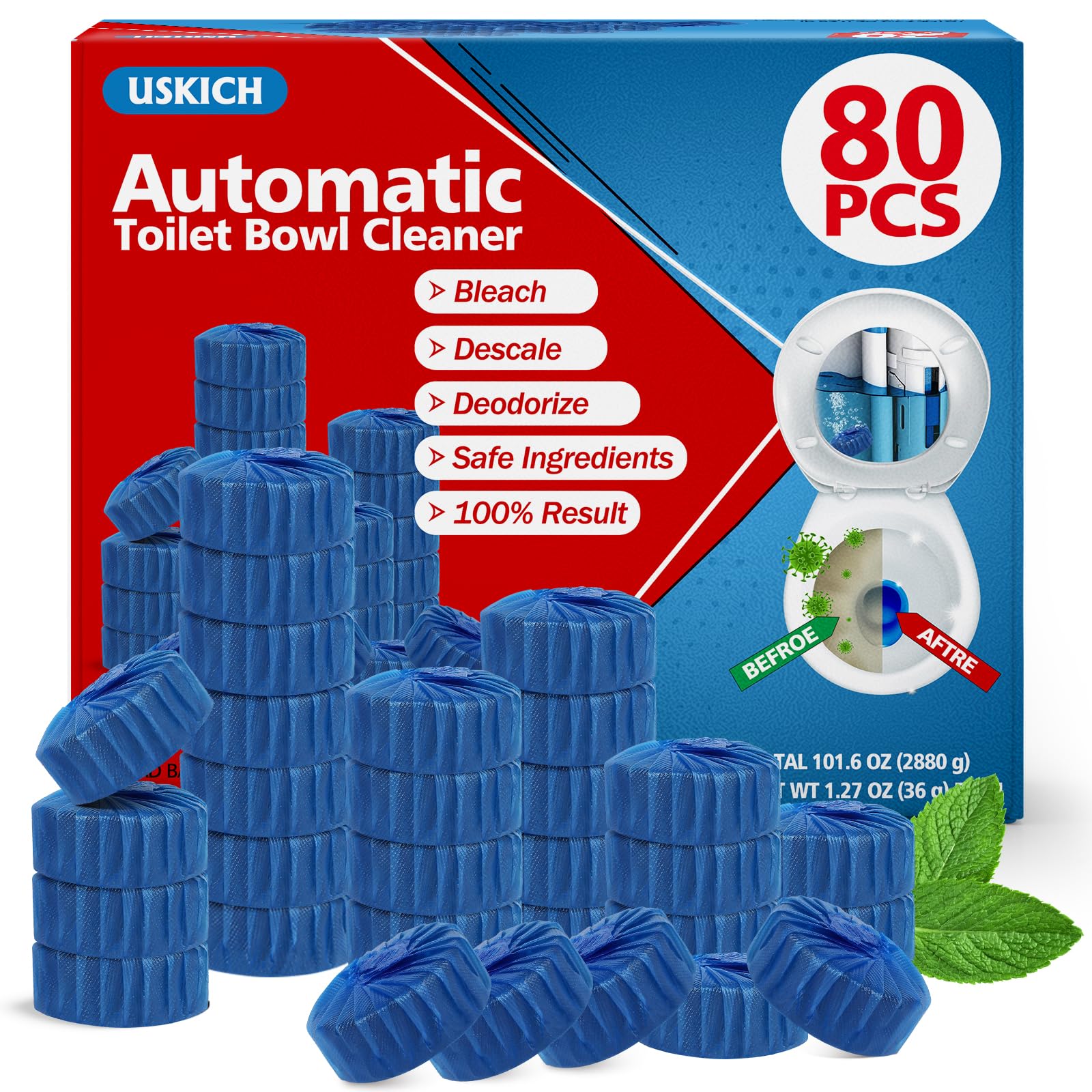 80 Pack Toilet Bowl Cleaner Tablets (80 Count)