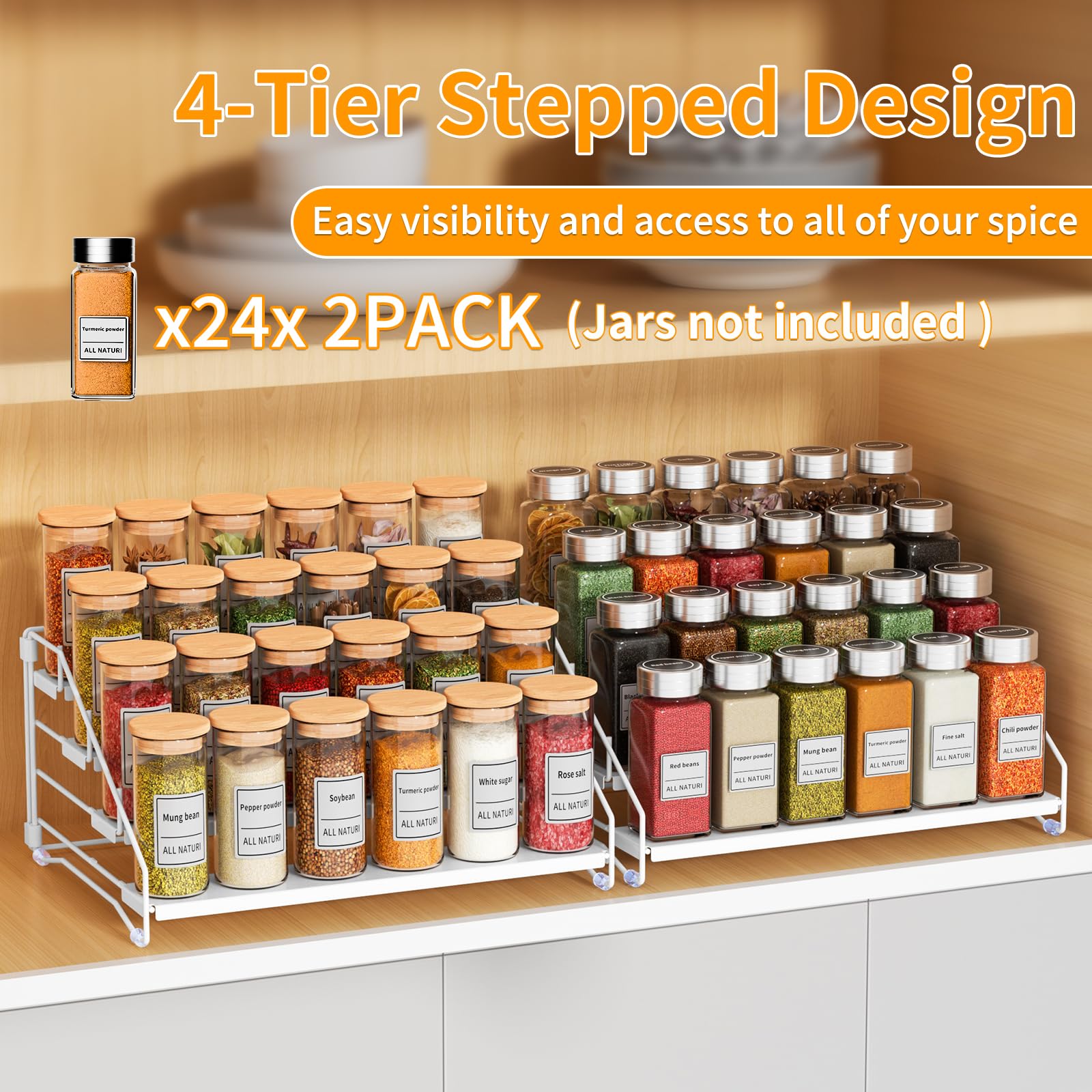2 Pack Spice Rack Organizer for Cabinet