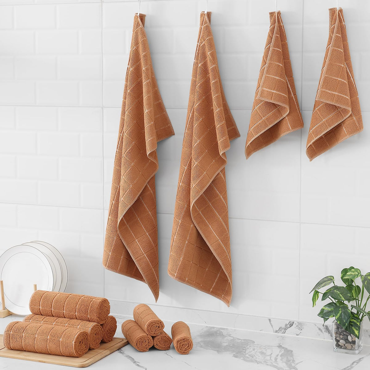 Microfiber Kitchen Towels and Dishcloths Sets (12 Count)