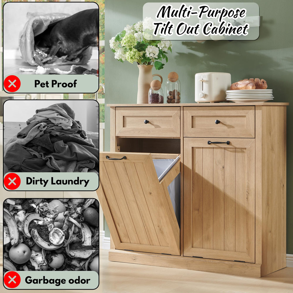 Double Tilt Out Laundry Hamper Cabinet