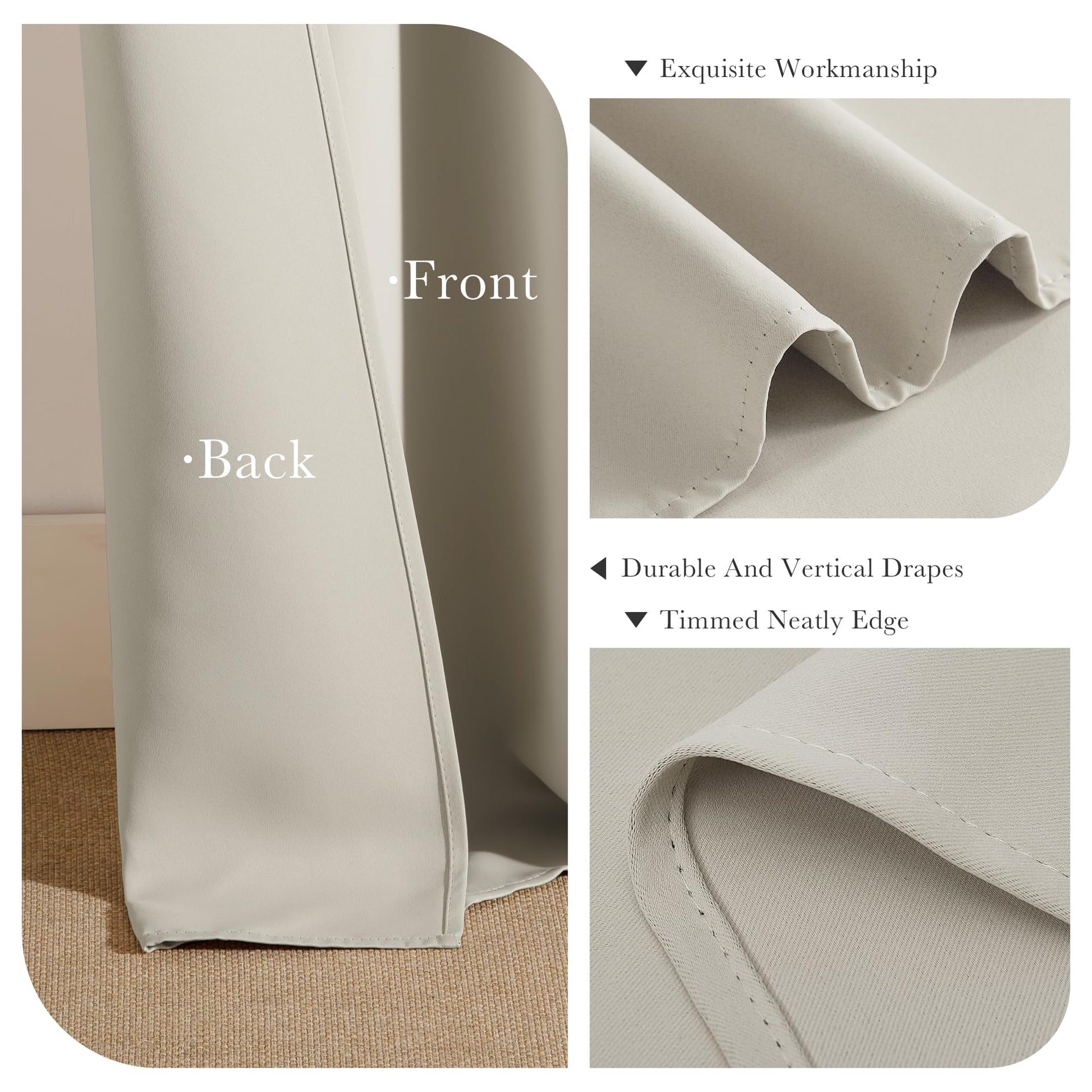 Cream Blackout Curtains for Bedroom (2 Count)
