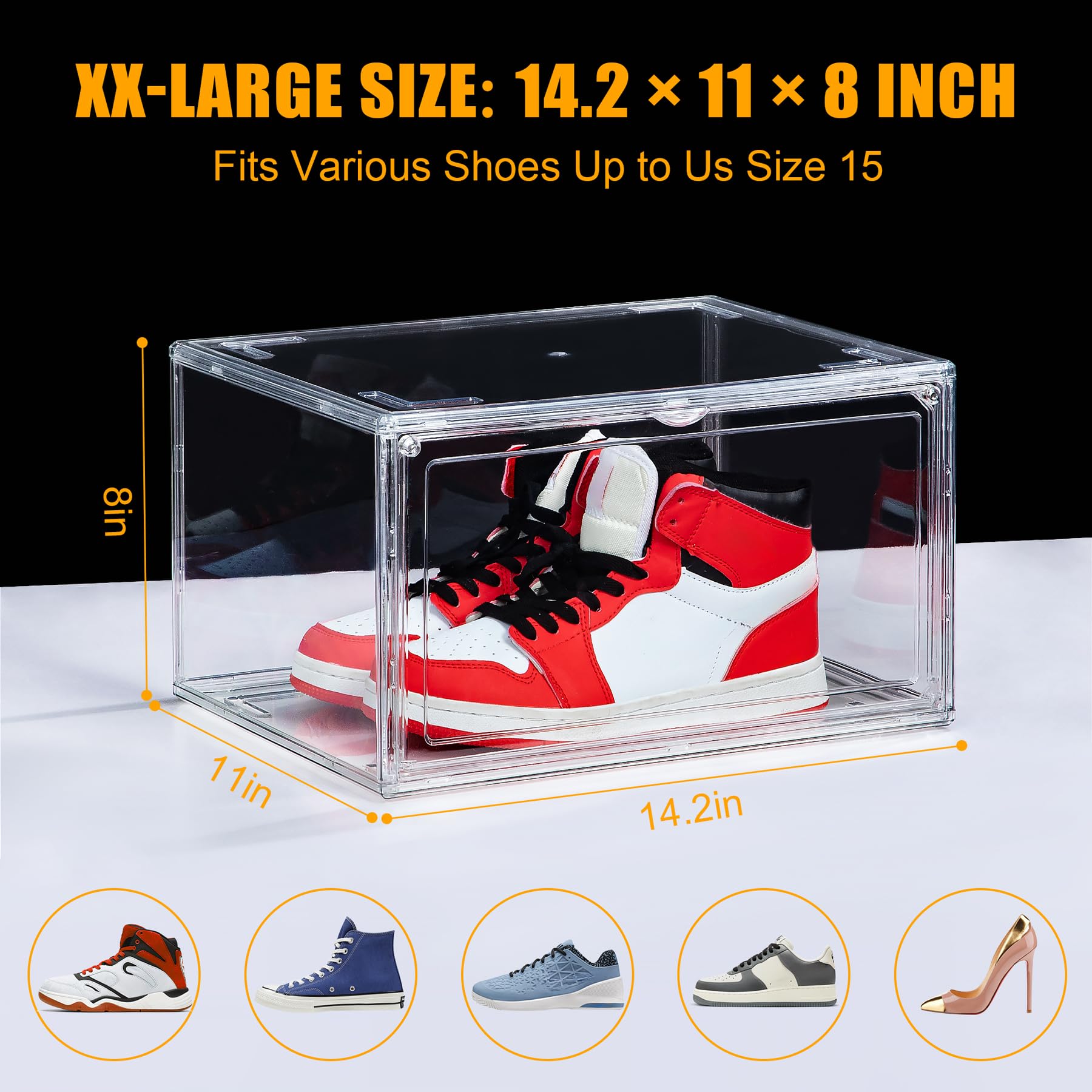 12 Pack Acrylic Shoe Boxes Side Open (12 Count)