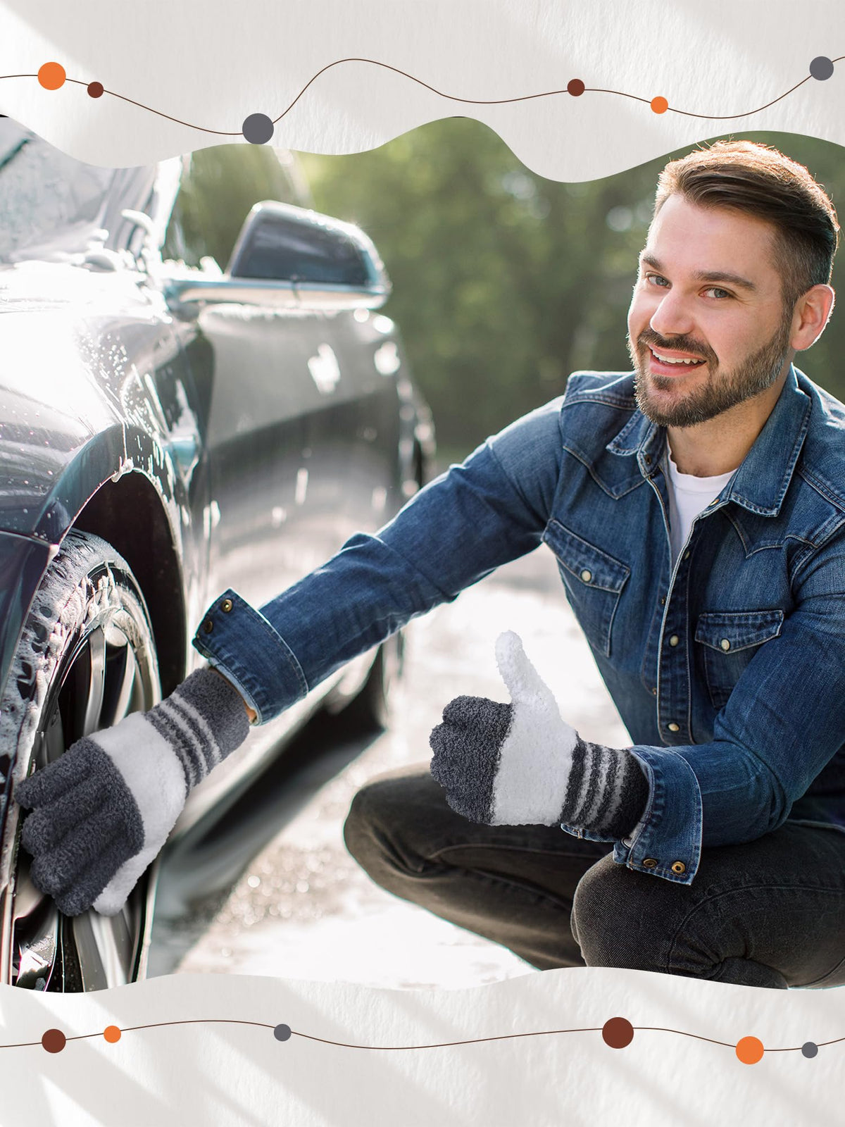 3 Pairs Microfiber Dusting Gloves for Plants Leaf (3 Count)