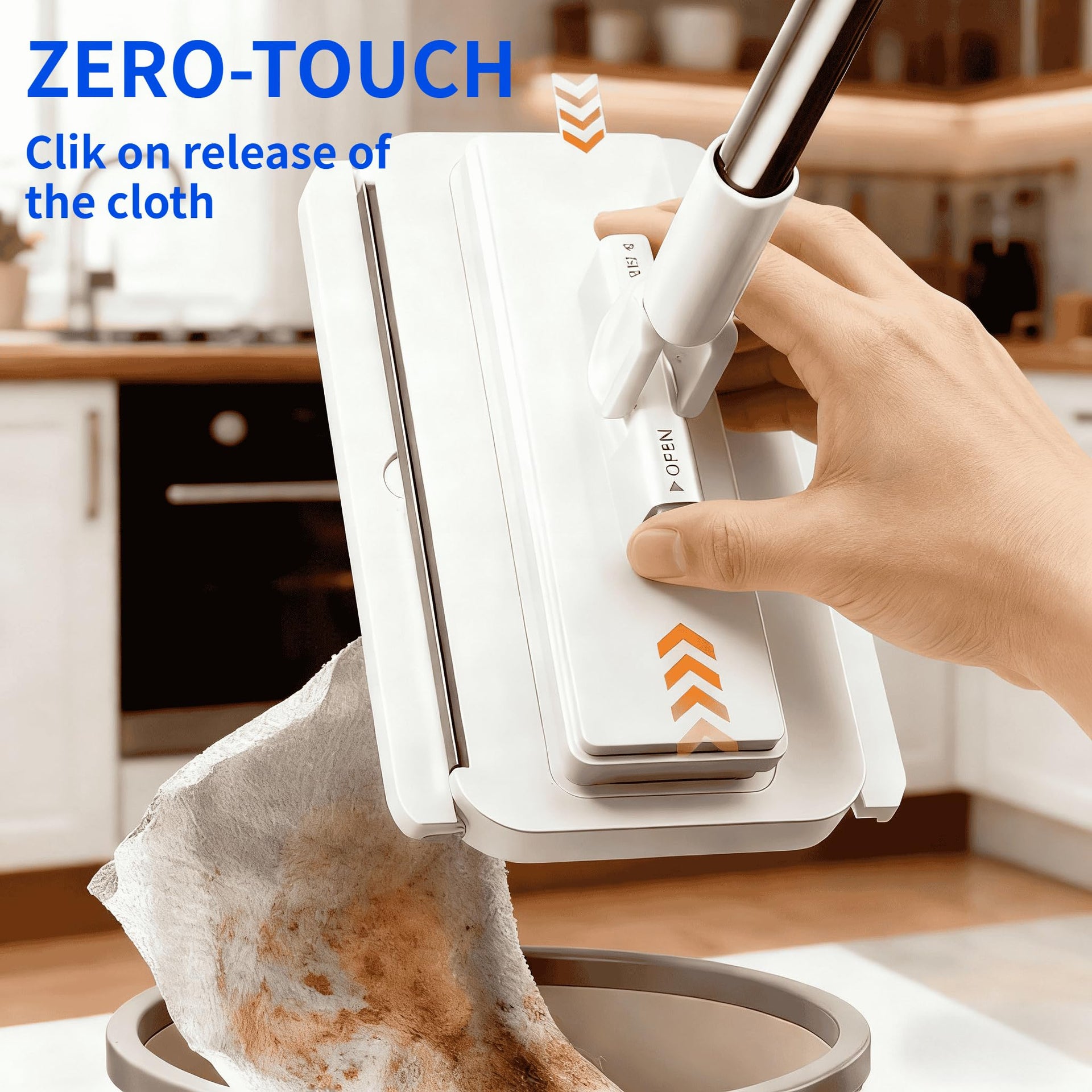 Push Clamp Mini Mop with 39in Short Handle &10 Cloths