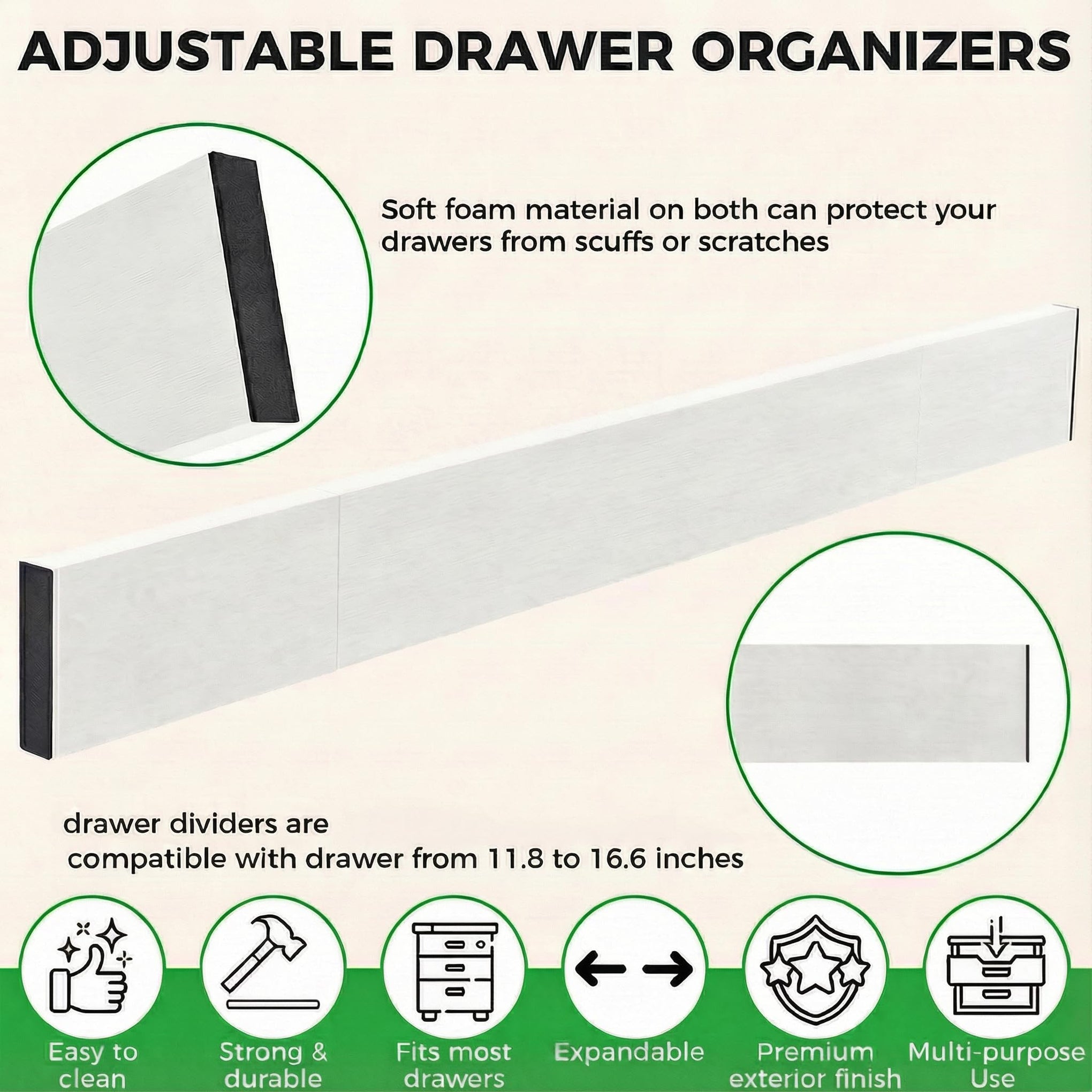 4 Pack Bamboo Drawer Dividers 2.6" High (4 Count)