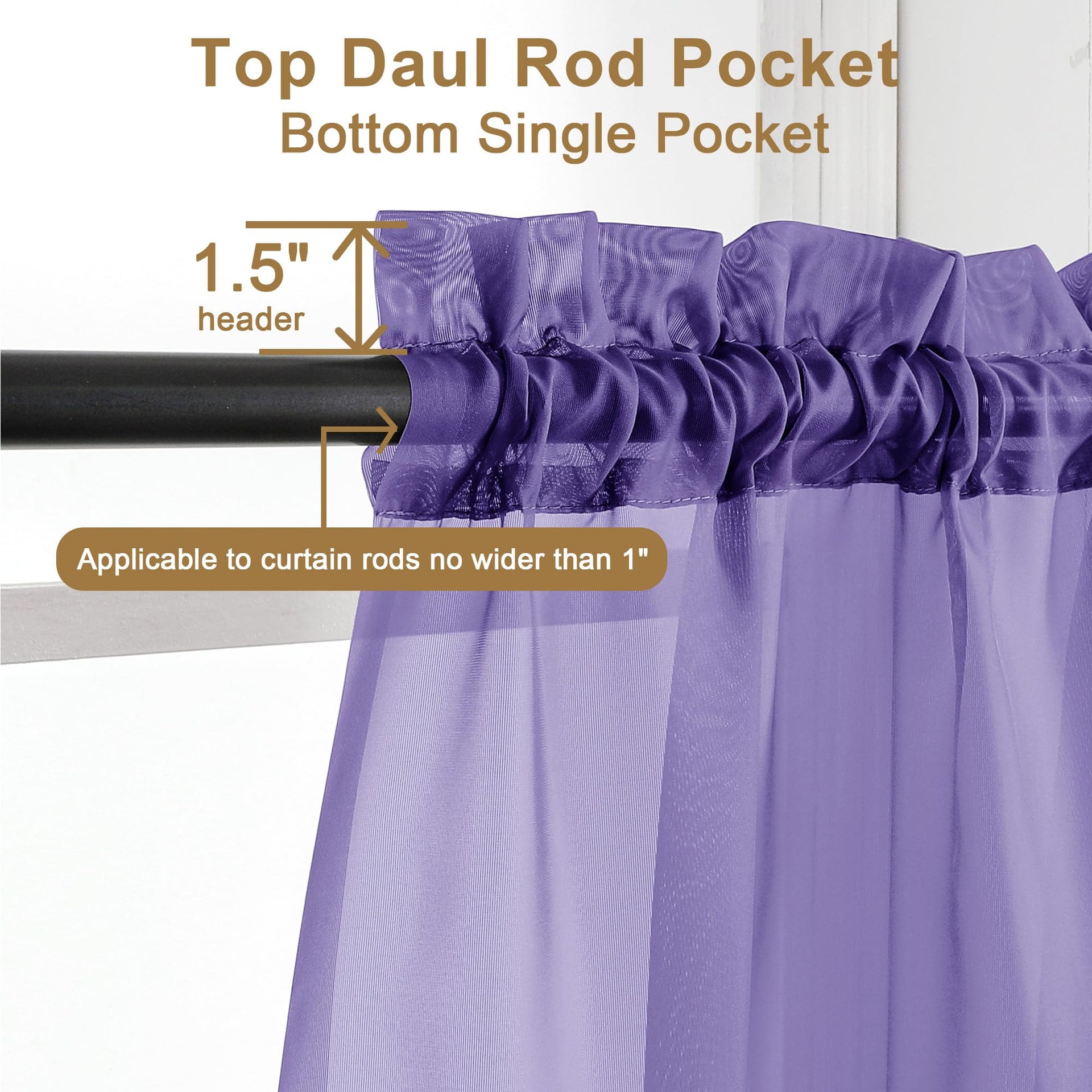 Purple Sheer Curtains 96 inches Long 2 Panels (2 Count)