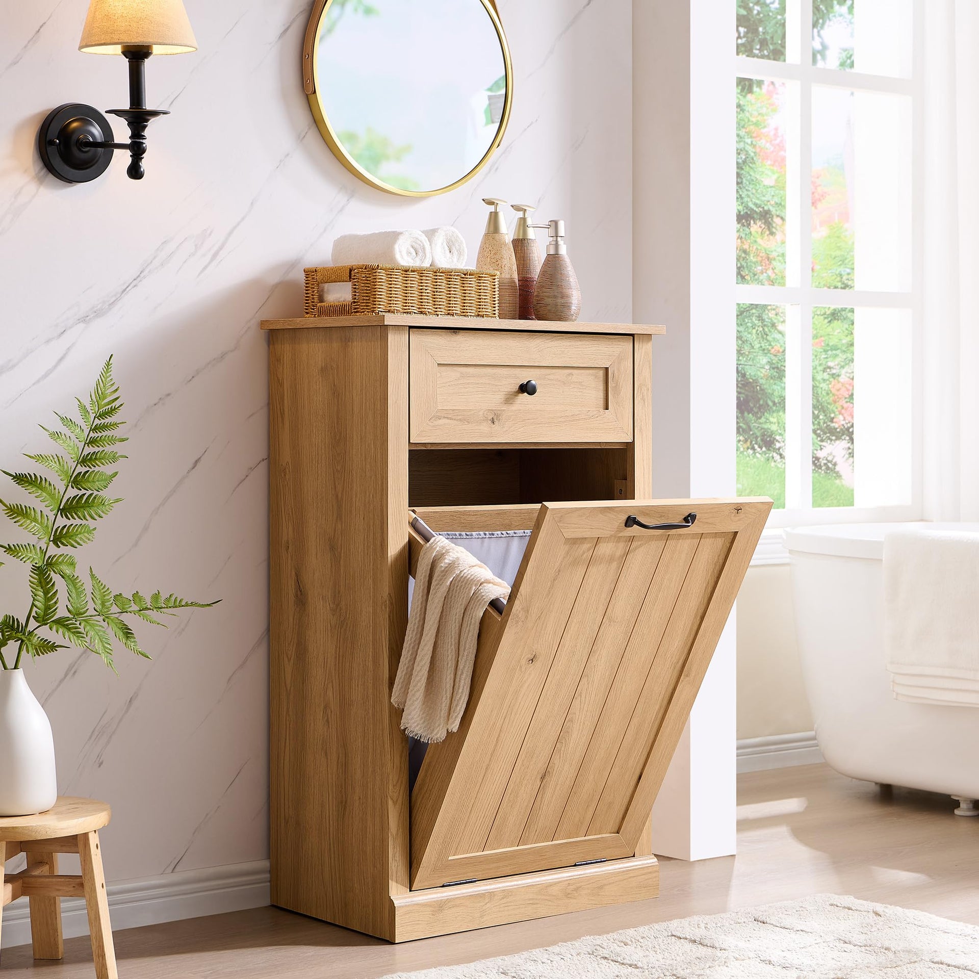 Tilt Out Laundry Hamper Cabinet