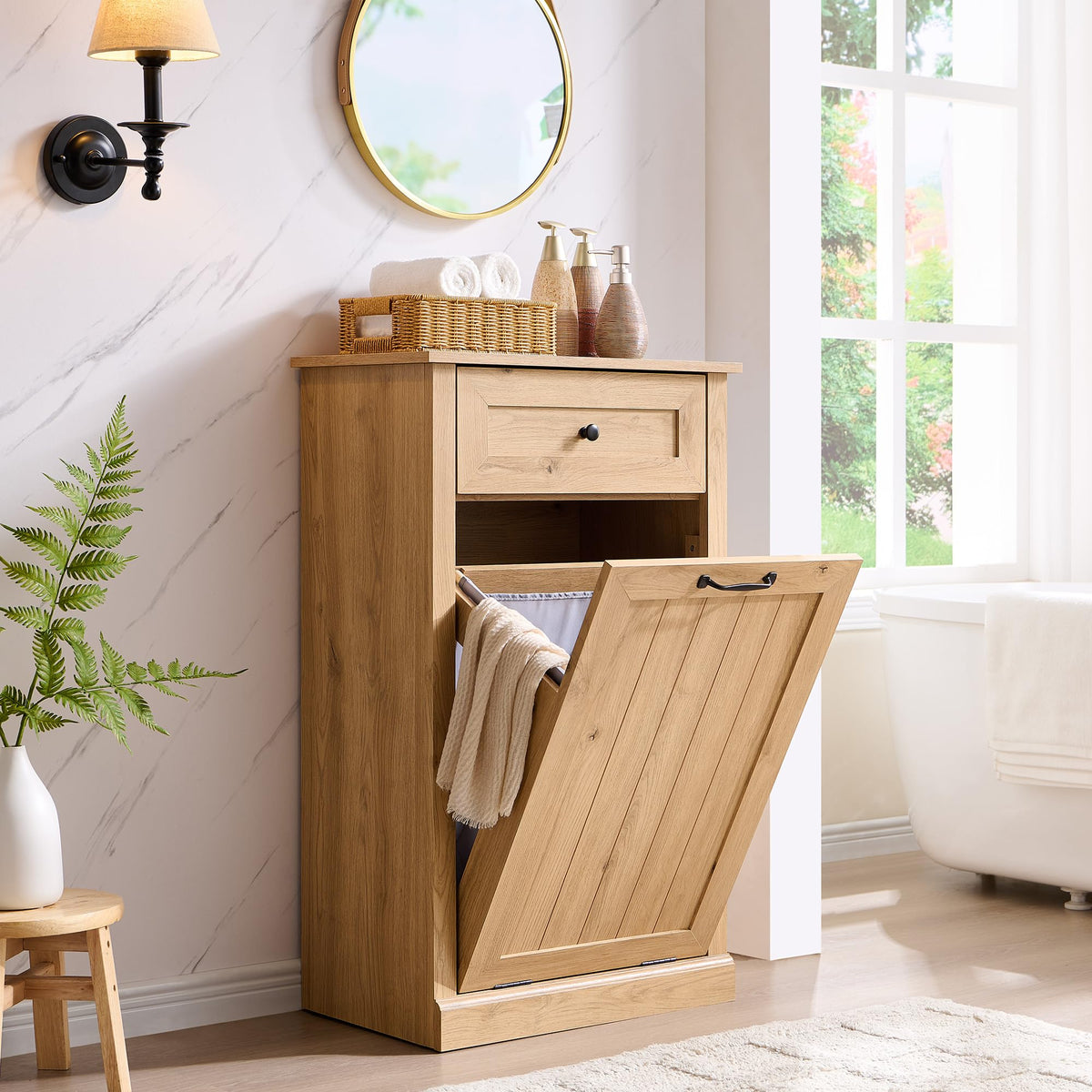 Tilt Out Laundry Hamper Cabinet