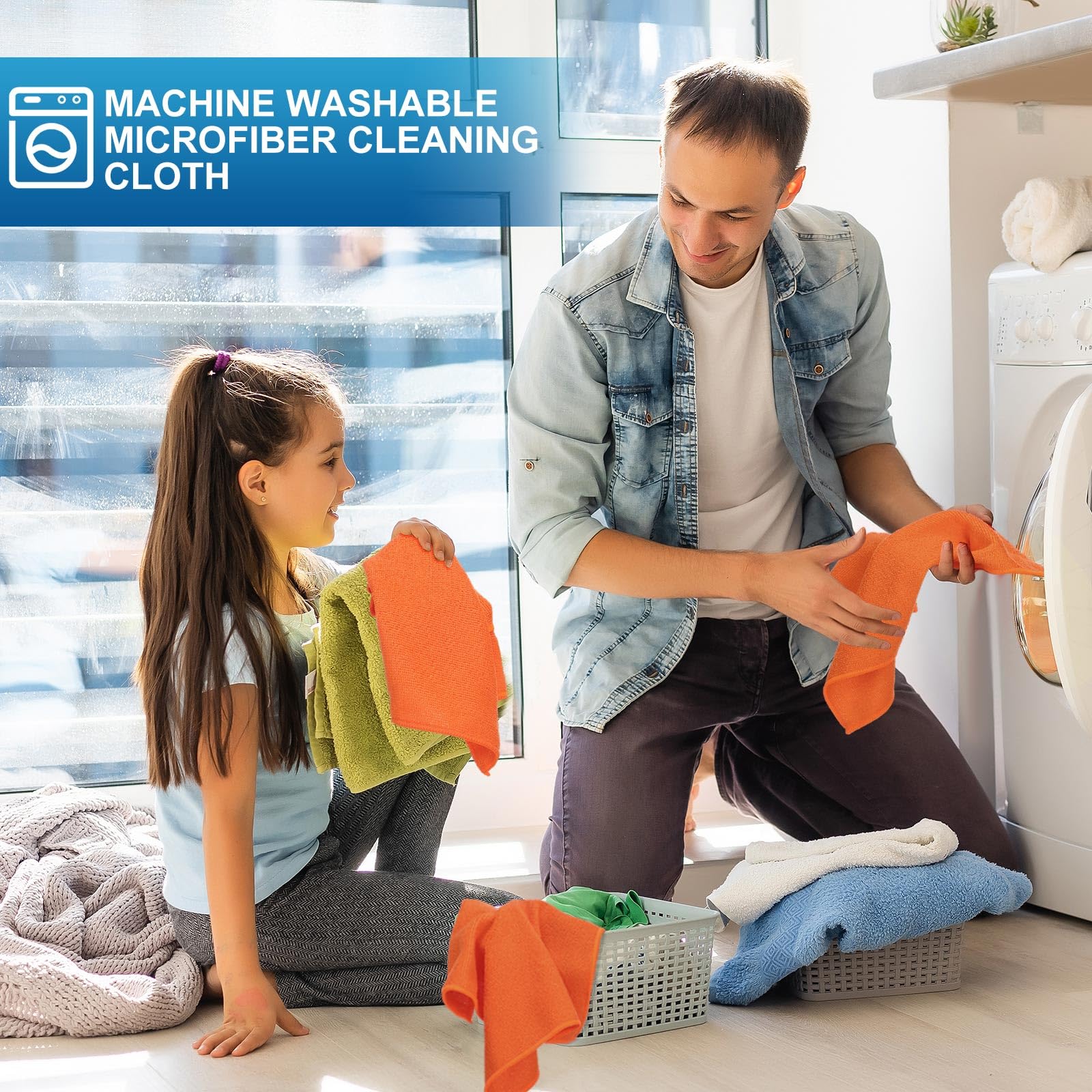 100 Pack 12'' x 12'' Microfiber Cleaning Cloths Reusable Cleaning Rags Bulk Microfiber Towels Softer Highly Absorbent Washcloths for House Kitchen Car Window