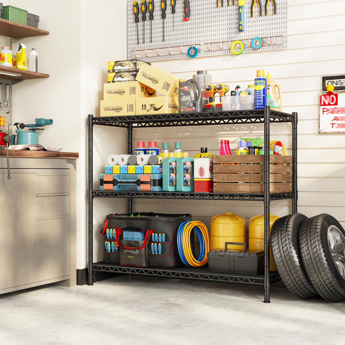 3 Tier Metal Shelving 468LBS
