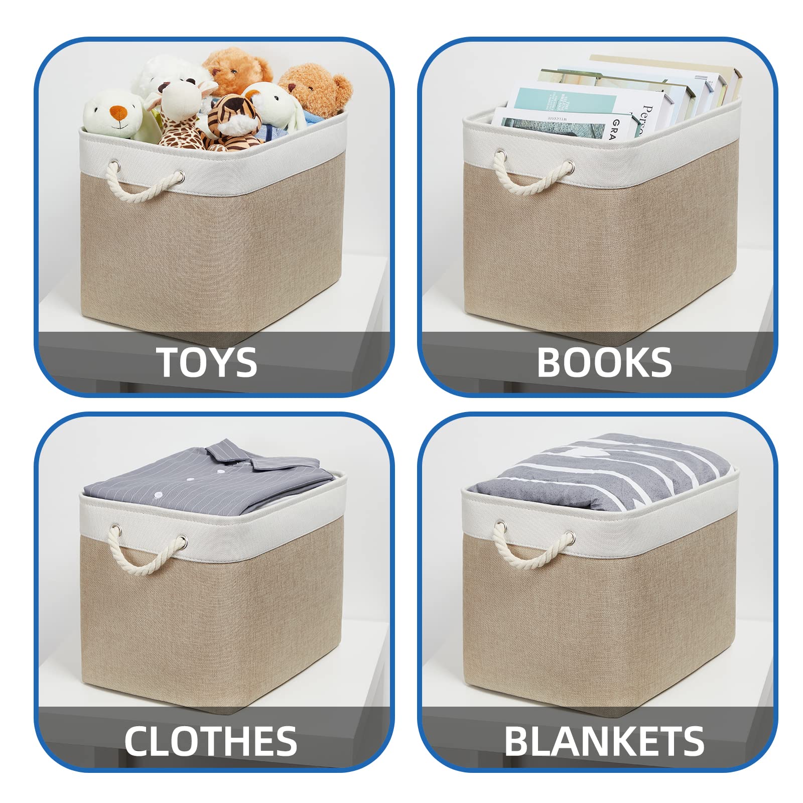 Fabric Storage Baskets 2 Pack Decorative Storage Bins Basket for Gifts Empty Shelf Baskets with Handles for Organizing Home Closet