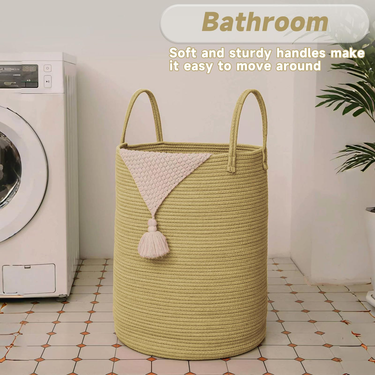 100L Cotton Rope Laundry Basket Hamper