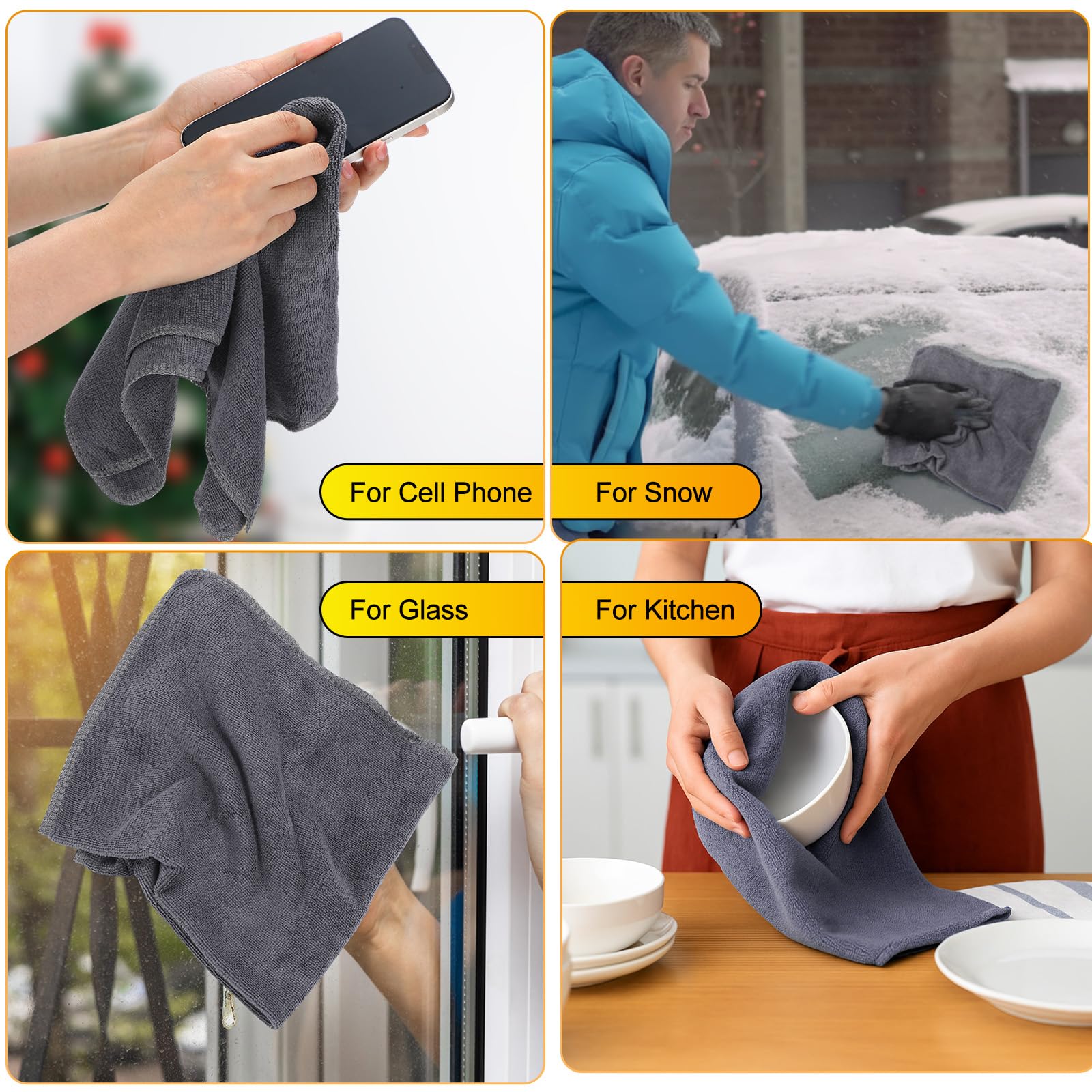 Microfiber Cleaning Cloths for Cars 16 x 16 Inch Ultra Absorbent Car Towels Drying Reusable Cleaning Supplies House Kitchen Window Microfiber Towel (60 Count)