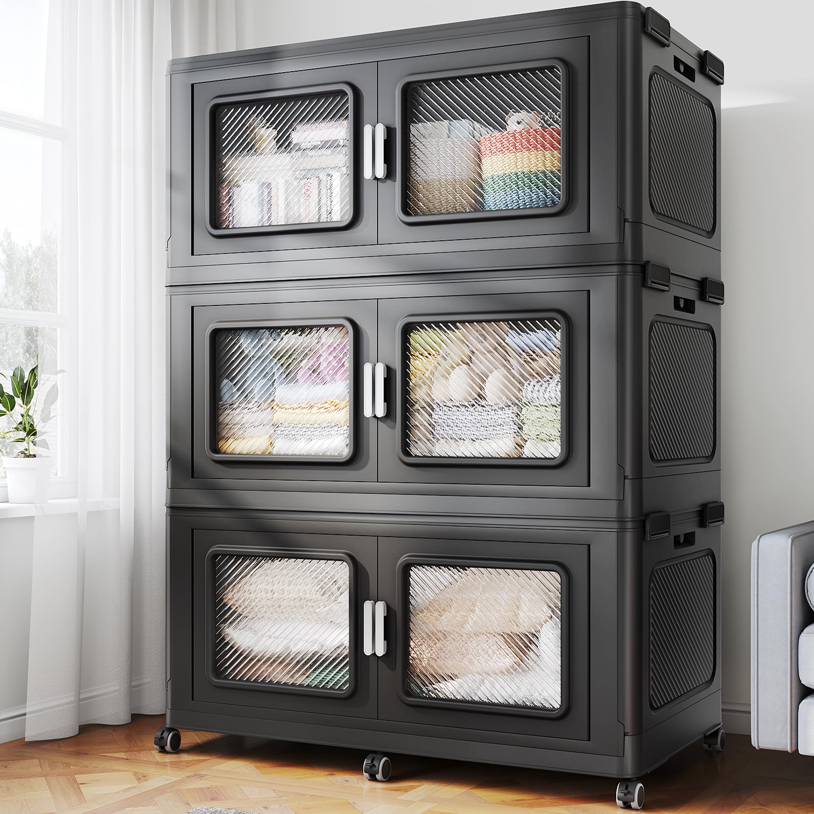 900 Qt Extra Large Stackable Storage Bin with Lids (3 Count)