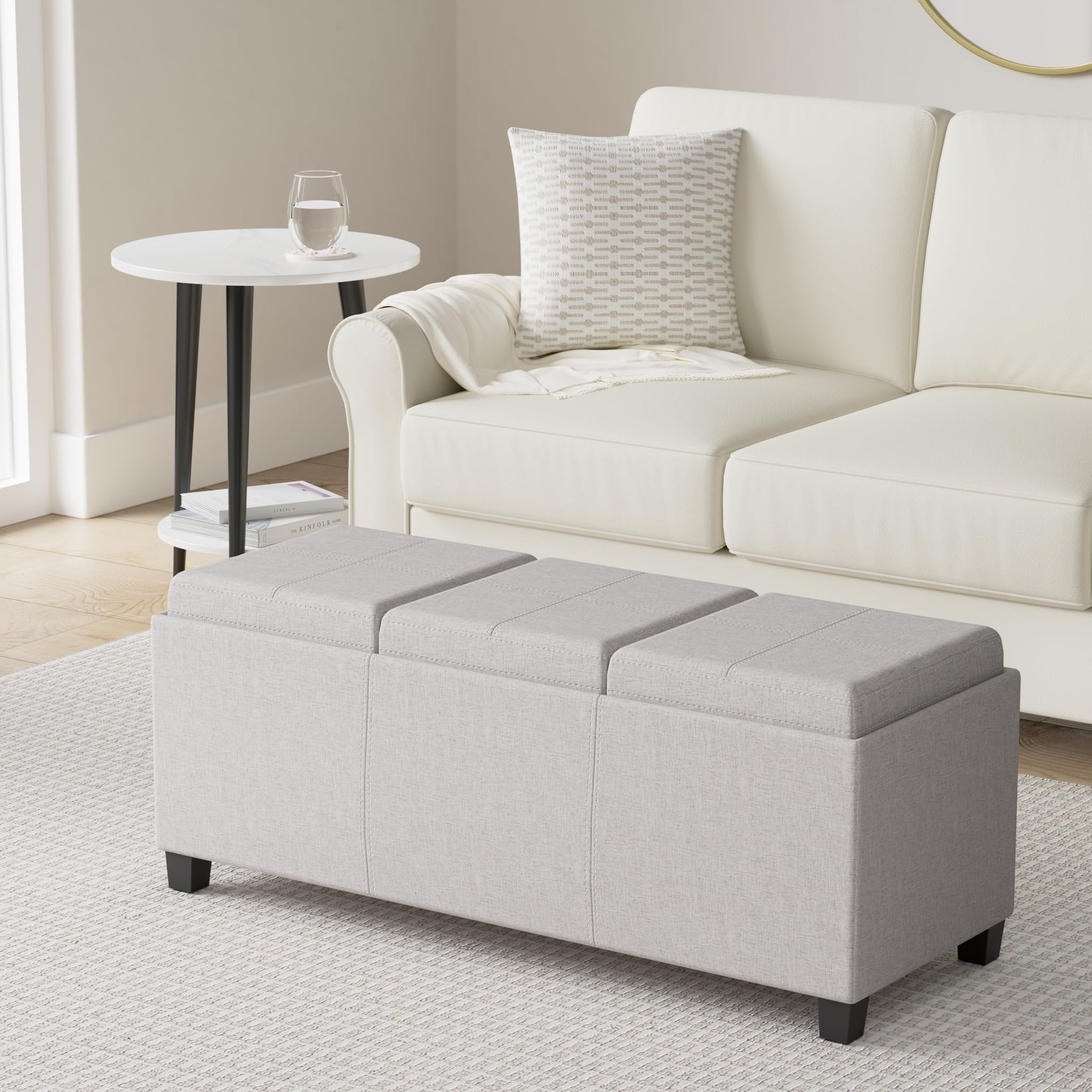 Avalon 42" Wide Vegan Leather Storage Ottoman in Red