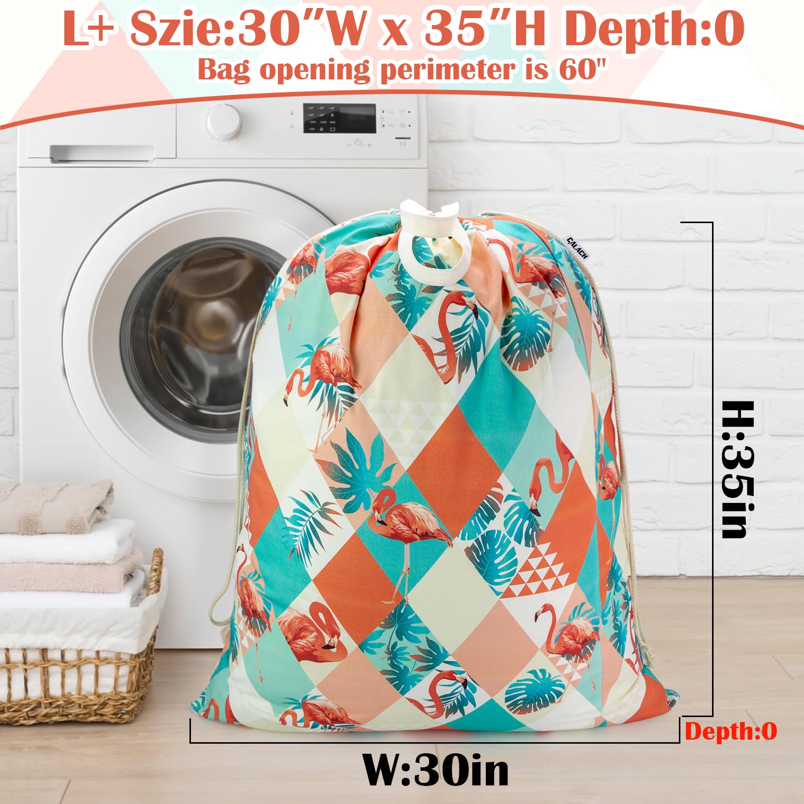Canvas Laundry Bag with Handles & Drawstring 30"Wx35"H