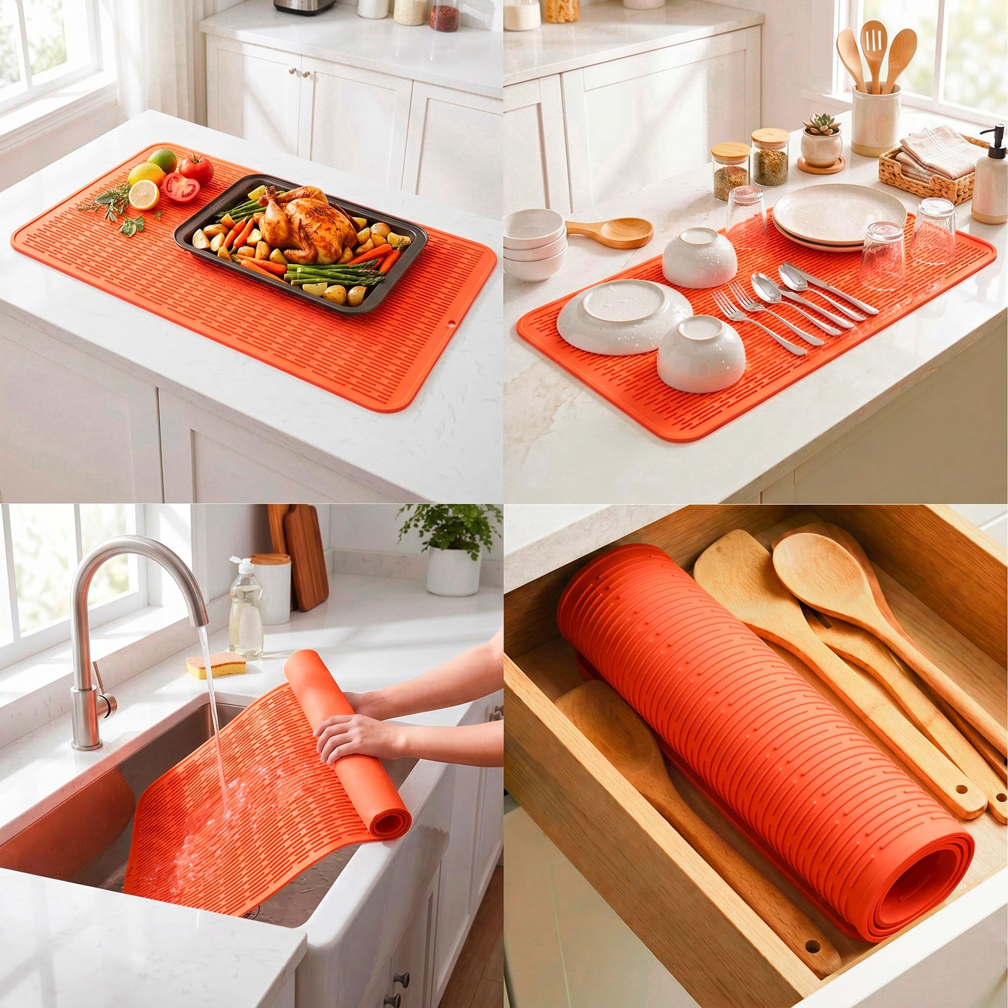 Silicone Dish Drying Mat for Multiple Usage
