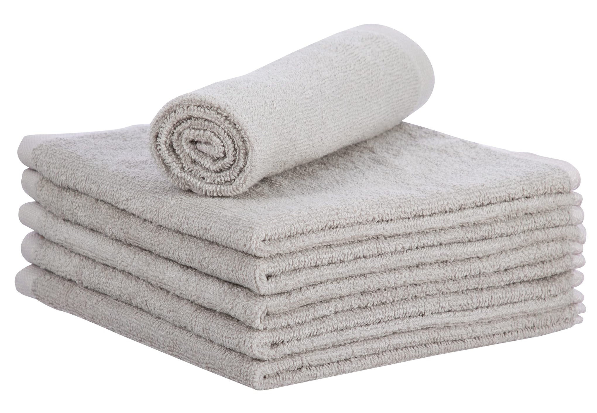 Cotton Terry Washcloths Grey Towels 100% Cotton Cleaning Cloth Rags Wash Clothes for Body and Face (6 Count) - ModHome Supplies
