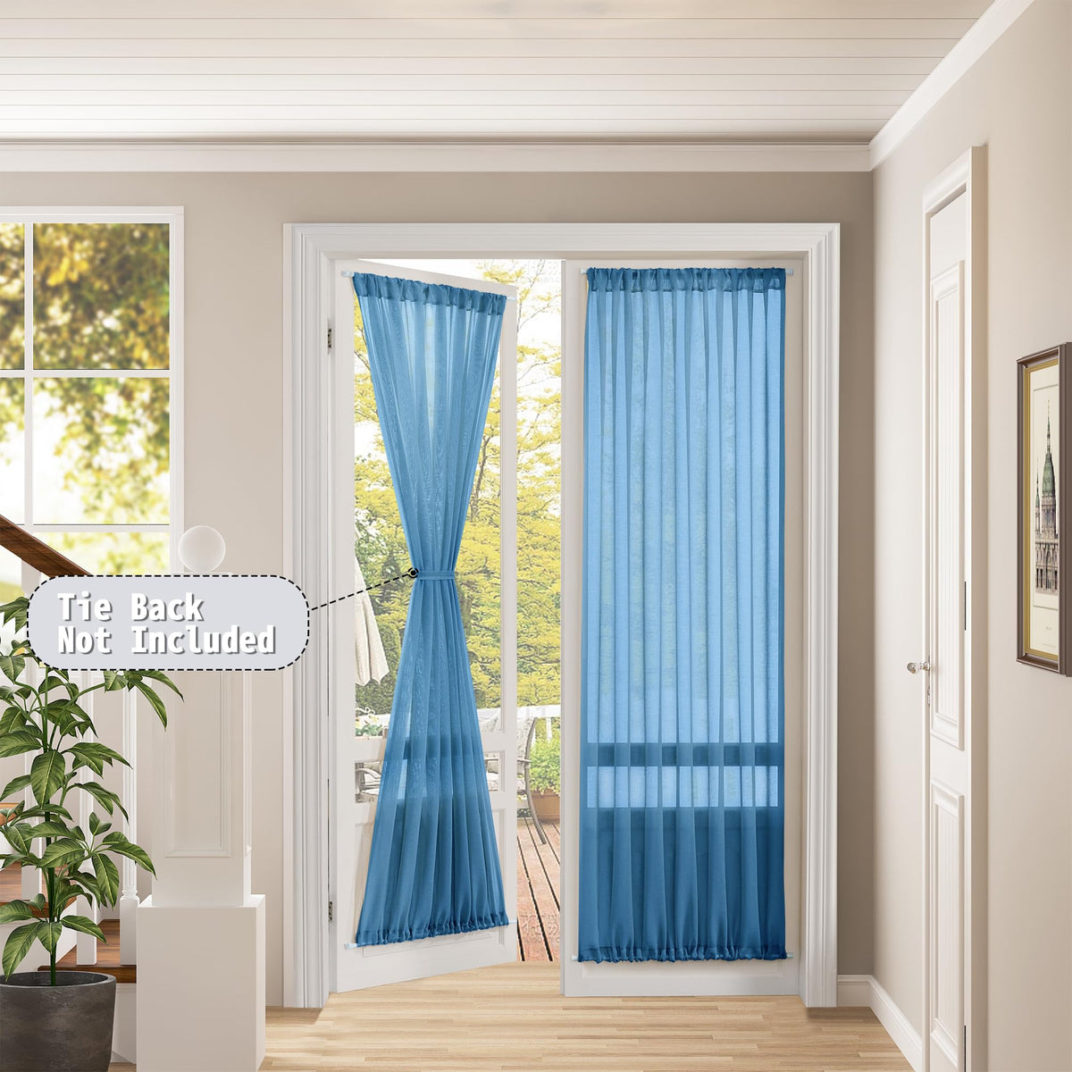 Sheer Door Curtains Closet Linen Textured Curtains Sheer Doorway Light Filtering Voile French Doors Rod Pocket Curtain Patio Glass Door