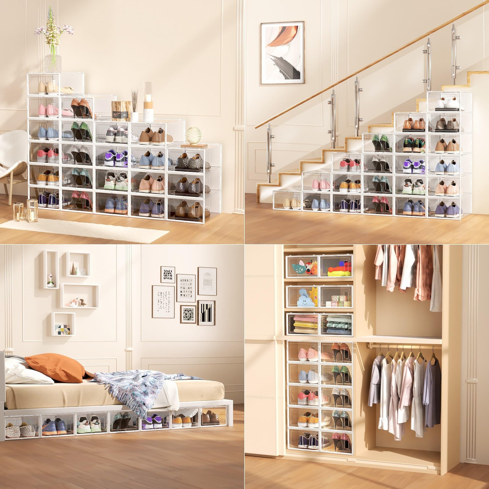 12 Pack X Large Shoe Organizer Storage Boxes for Closet (12 Count)