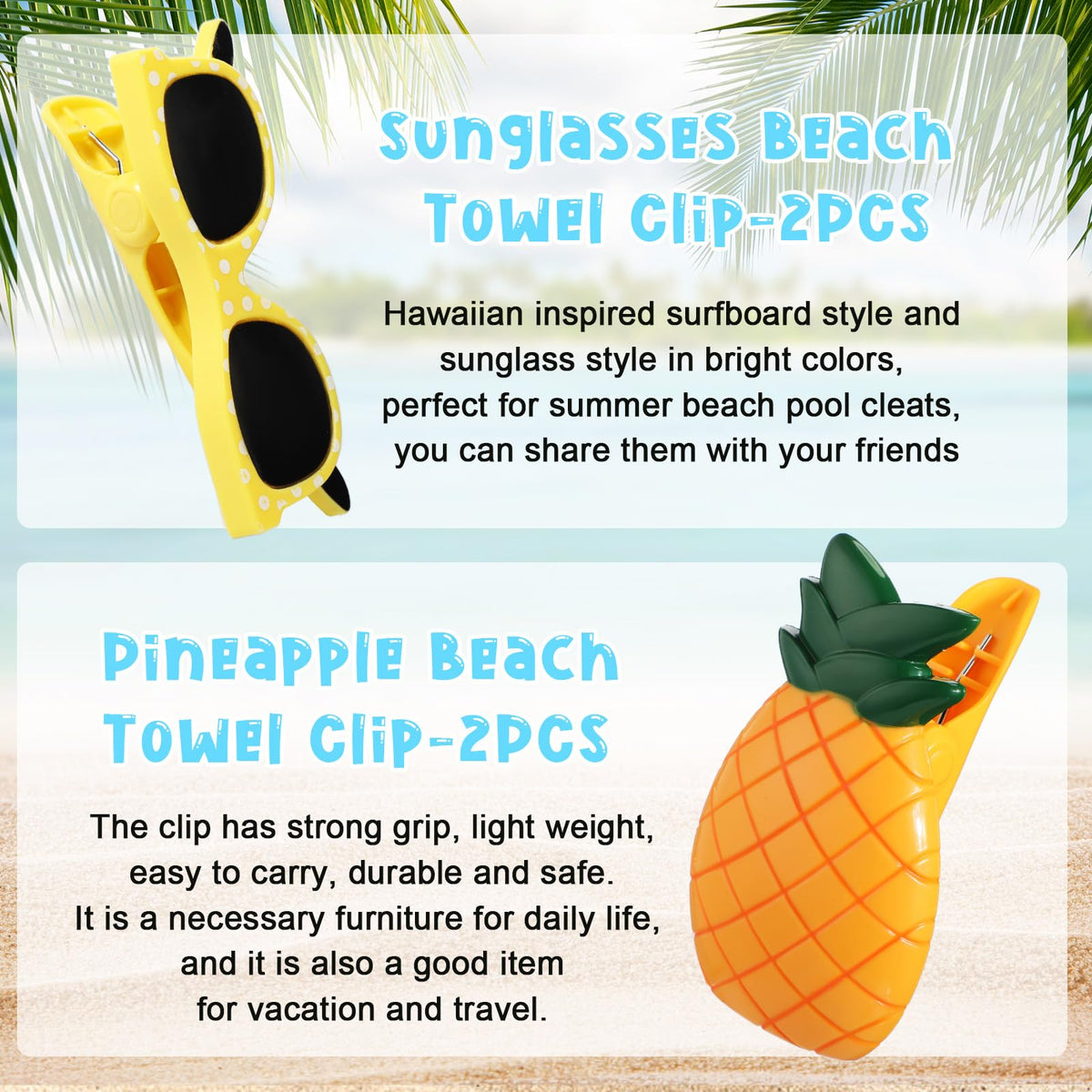 8 Pcs Beach Towel Clips Beach Chair Pool Clips for Chairs Plastic Windproof Holder Funny Decorative Clothespins for Patio Accessories Summer