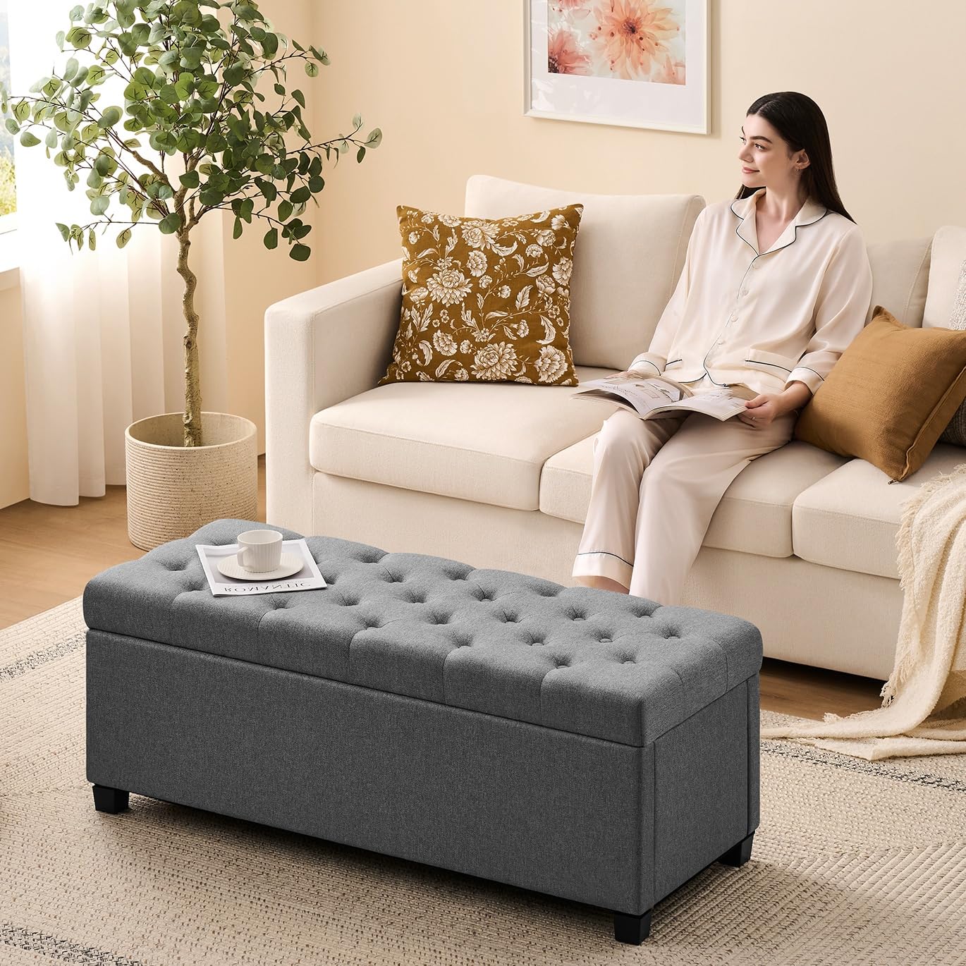 Storage Ottoman Bench for Bedroom