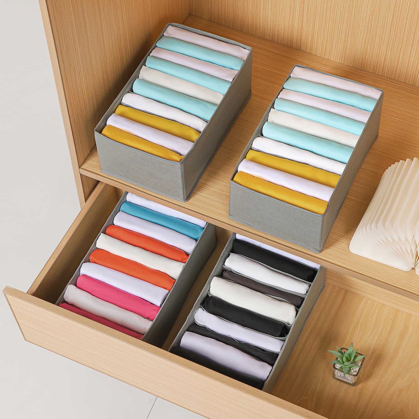 4 Packs T shirt Drawer Organizers for Clothing (4 Count)