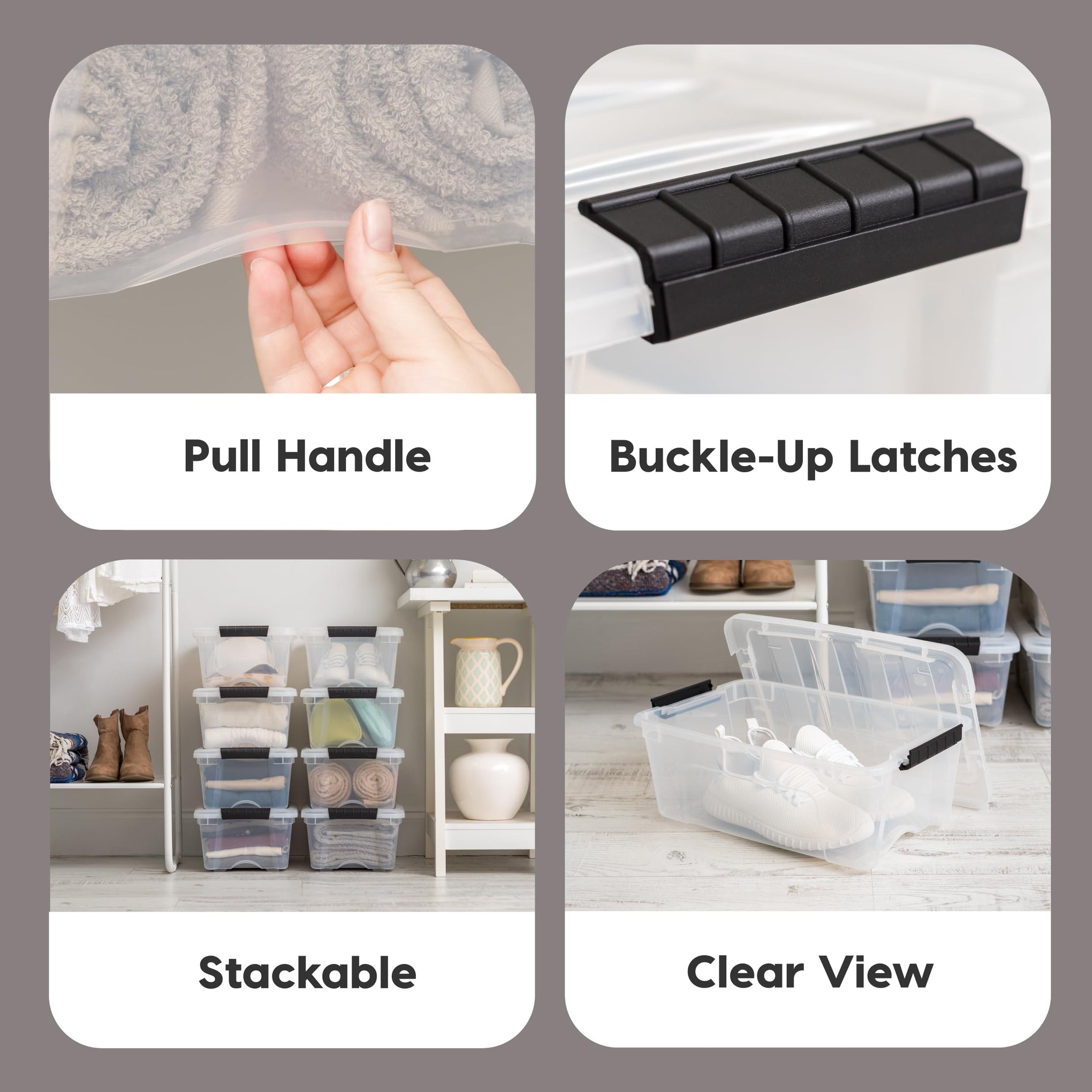 6 Pack 13 Quart Storage Bins with Lids (6 Count)