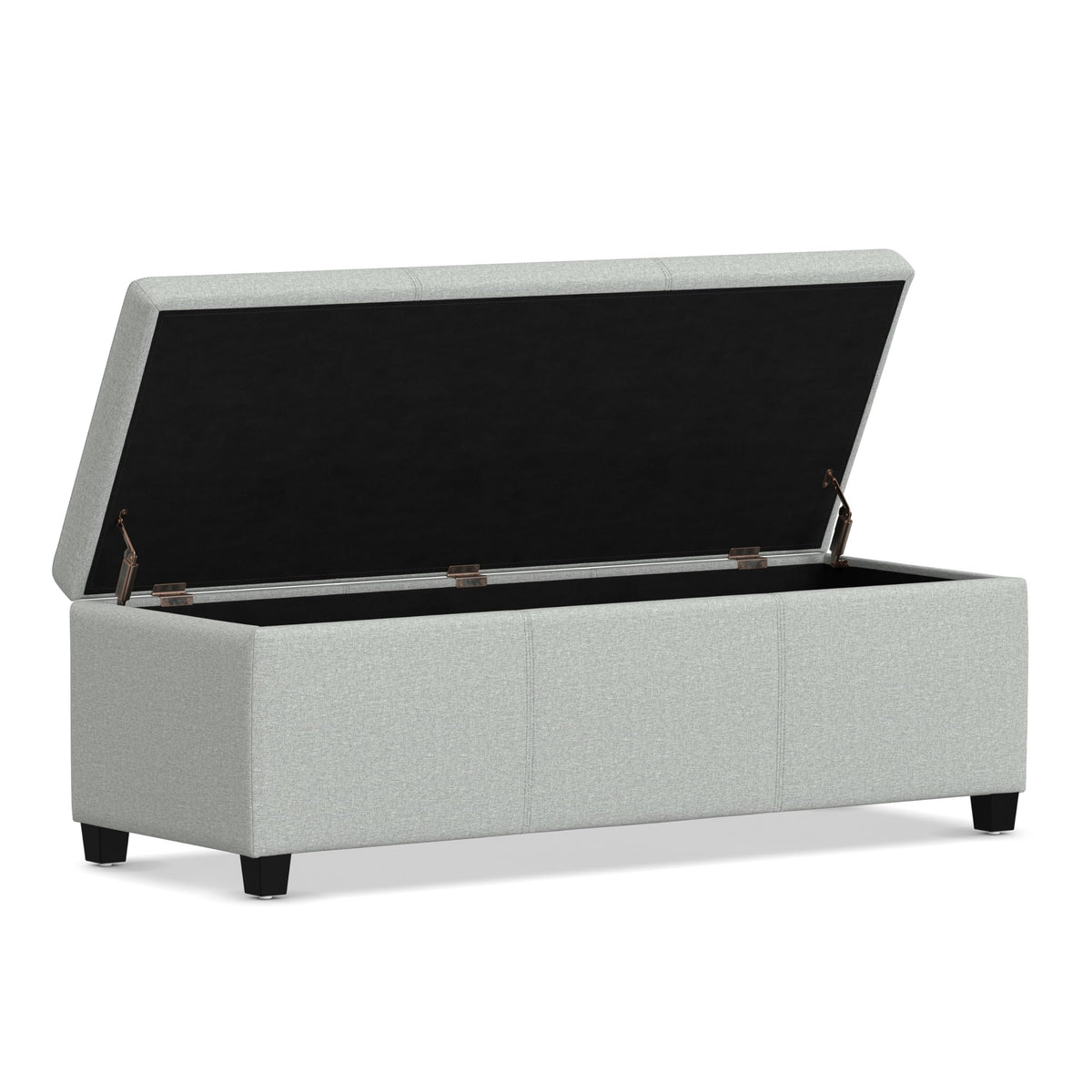 Avalon 48" Wide Linen Look Fabric Storage Ottoman in Grey