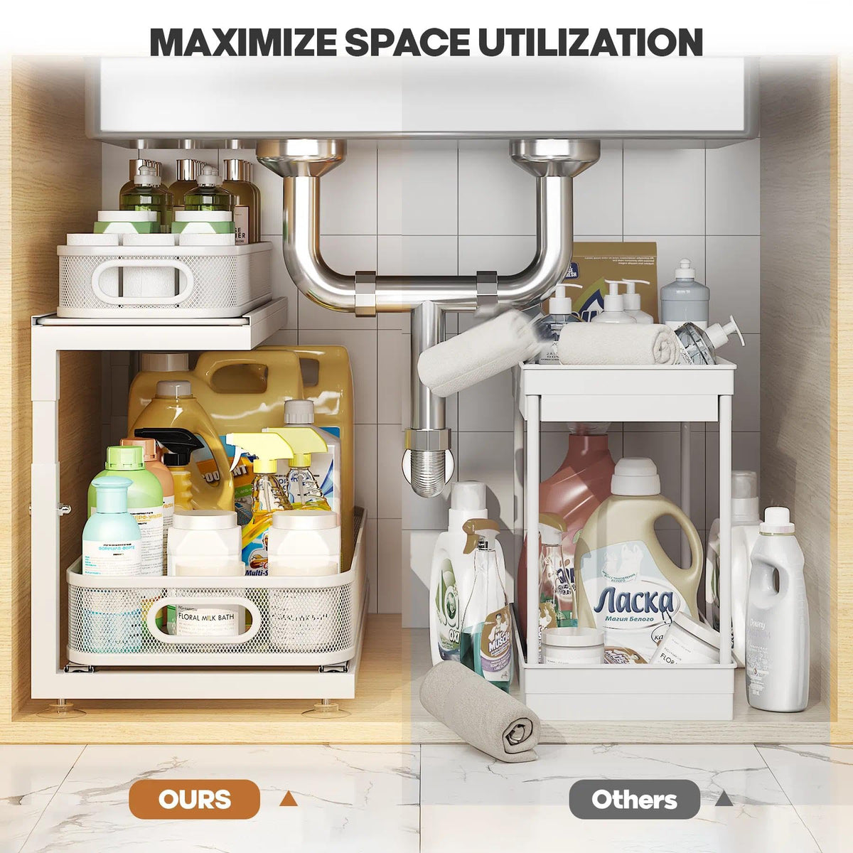 2 Pack 21.3 IN Depth Under Sink Organizer With Next (2 Count)