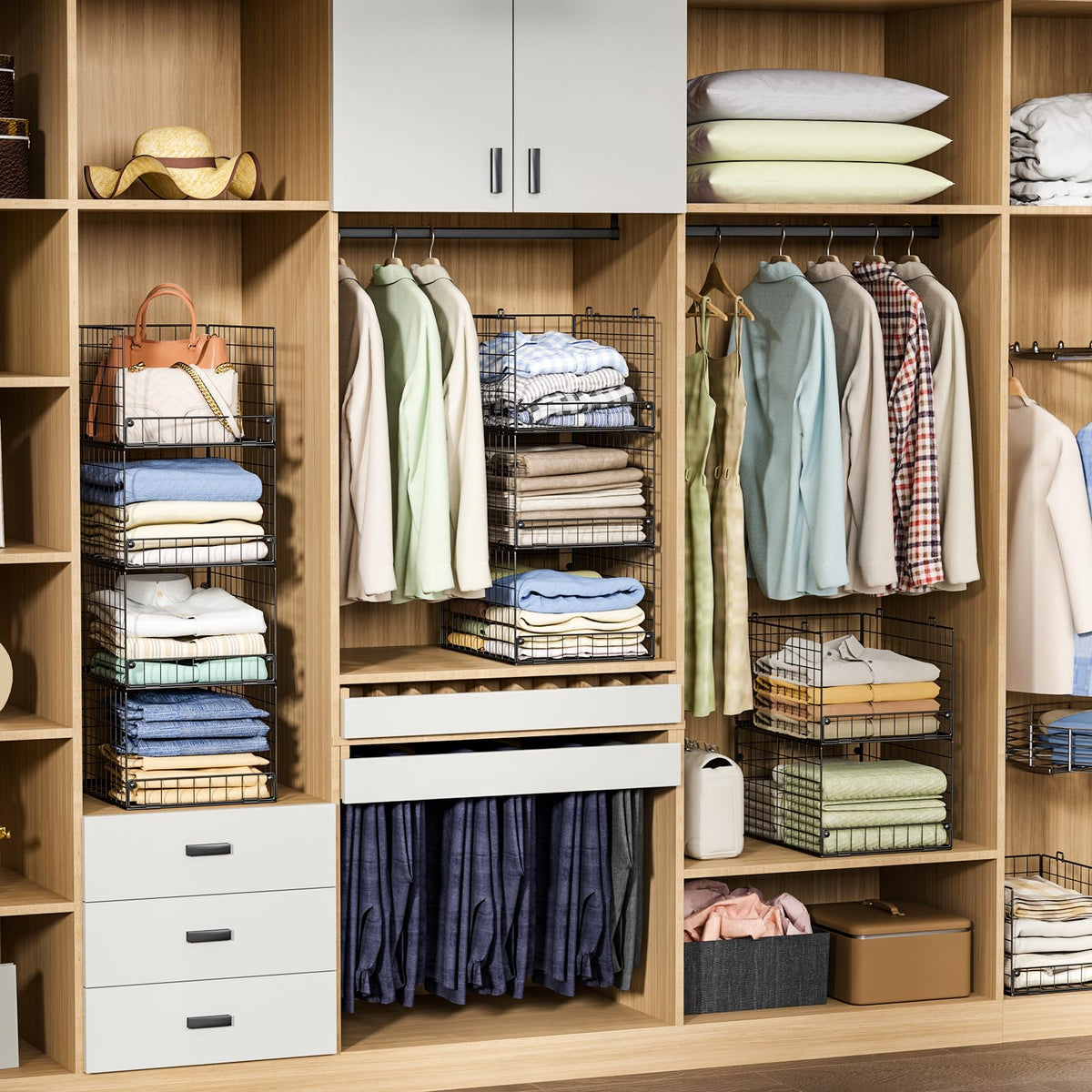 4 Tier Stackable Closet Organizers and Storage Shelves
