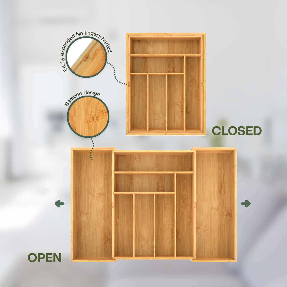 3.9inch Tall Bamboo Drawer Organizer