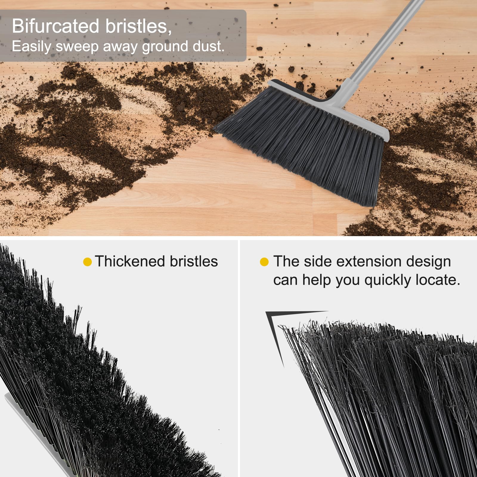 4 Packs Outdoor Broom Heavy Duty with 55" Long Handle