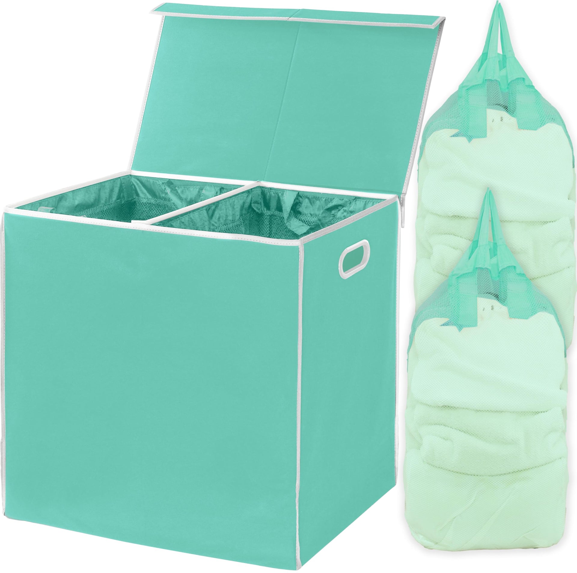 Double Laundry Hamper with Lid & Removable Bags