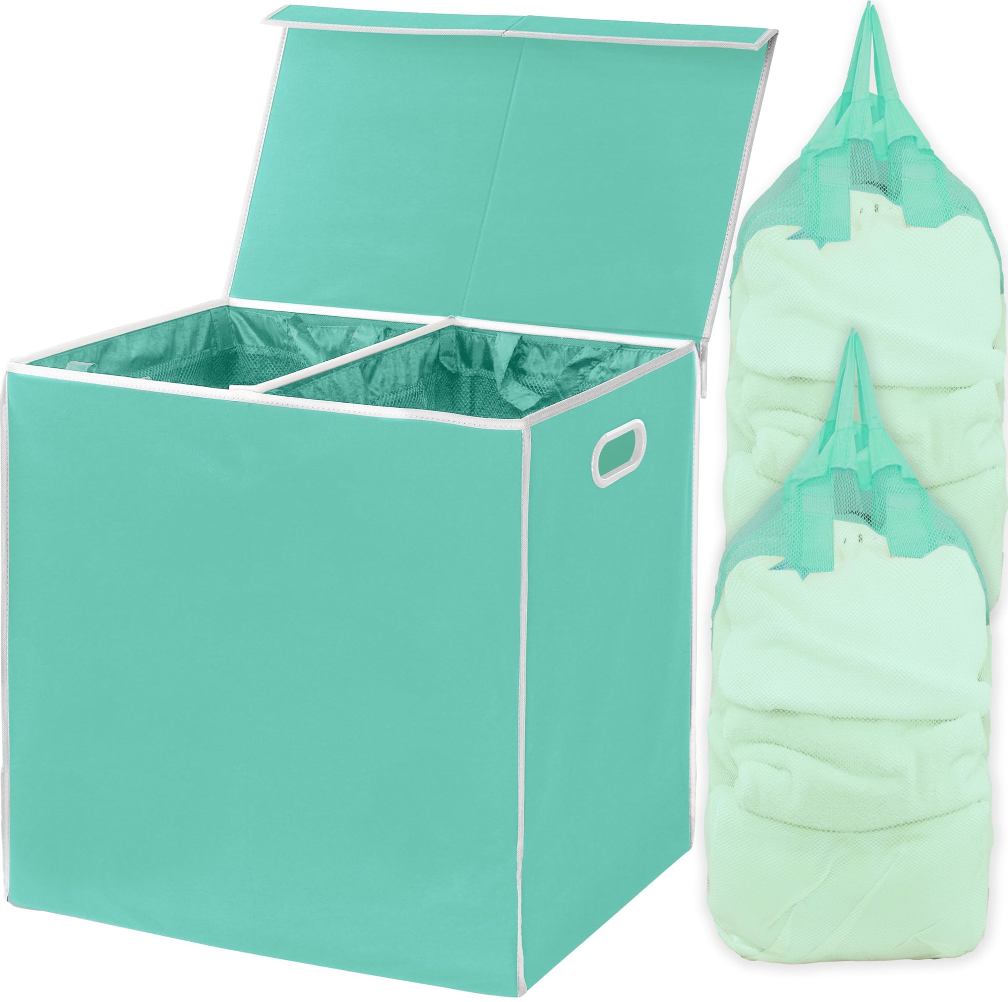 Double Laundry Hamper with Lid & Removable Bags