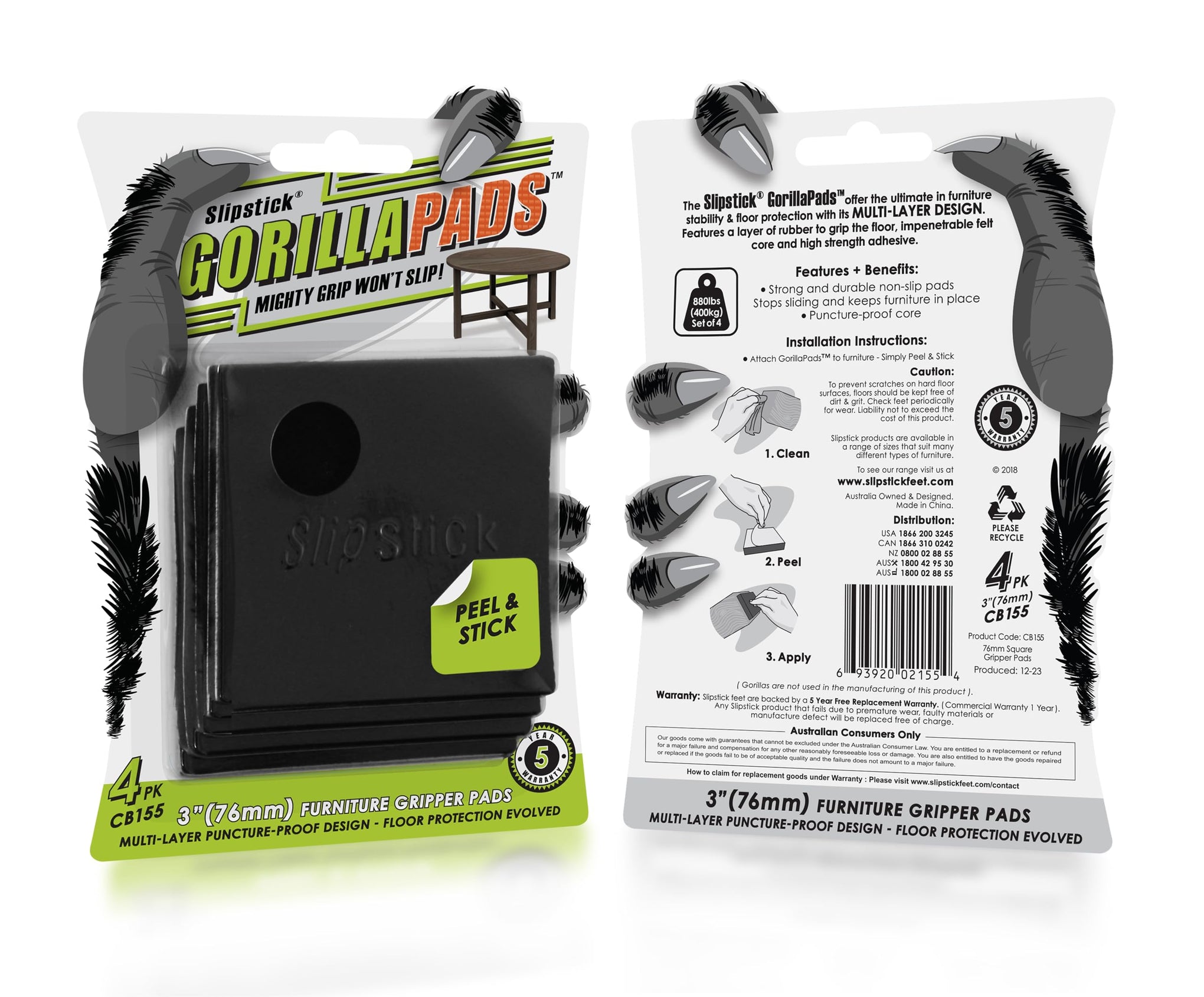 GorillaPads Non Slip Furniture Pads (4 Count)
