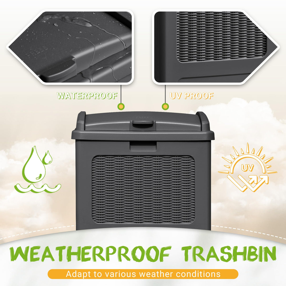 4 Pack Outdoor Trash Can with Lid