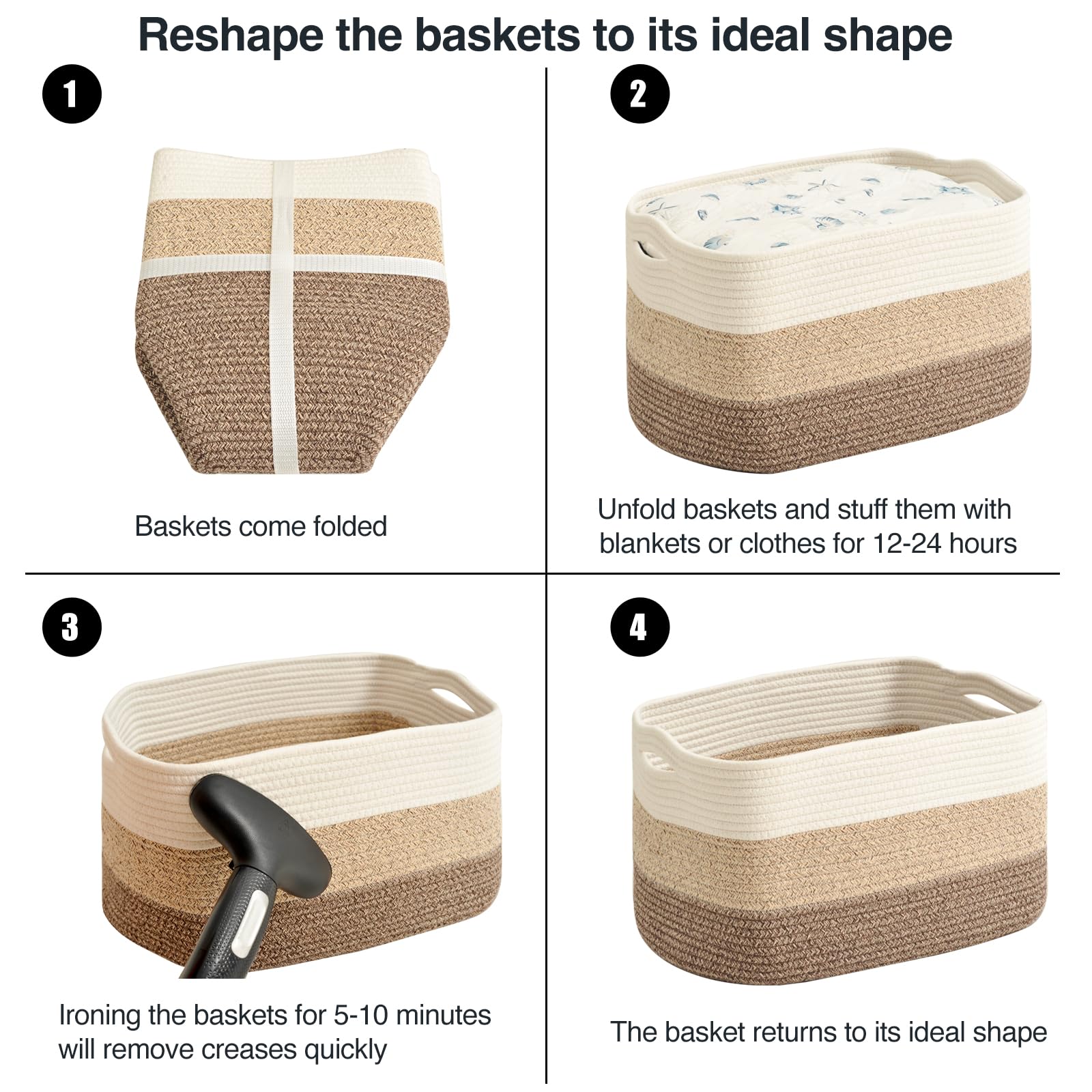 Large Storage Baskets for Organizing Shelves (3 Count)